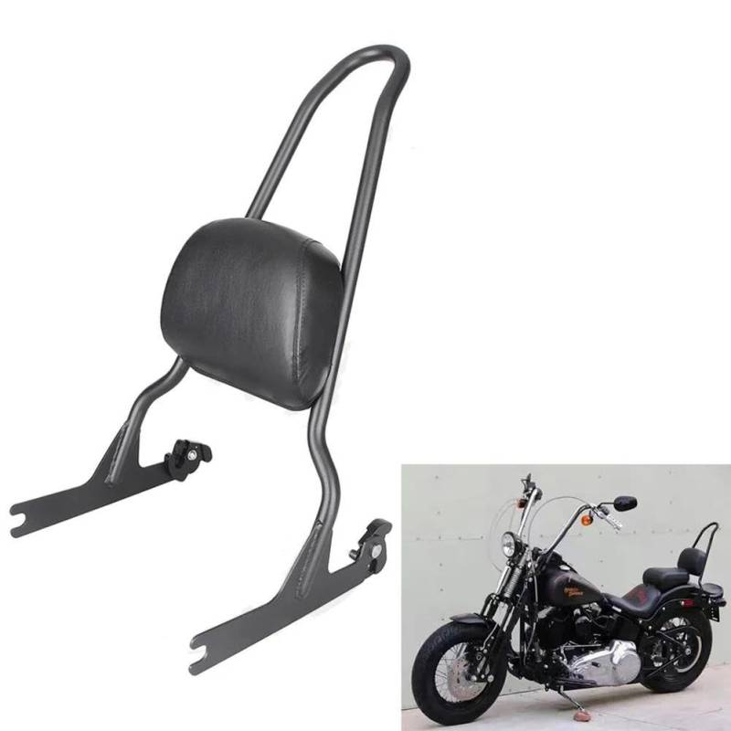 Gepäckträger hinten Motorrad Hinten Passagier Sissy Bar Gepäck Rack Rückenlehne Pad Kissen Für Sofitail 2006-2015 Motorrad Hinten Gepäckträger(Schwarz) von DZSQEGBX