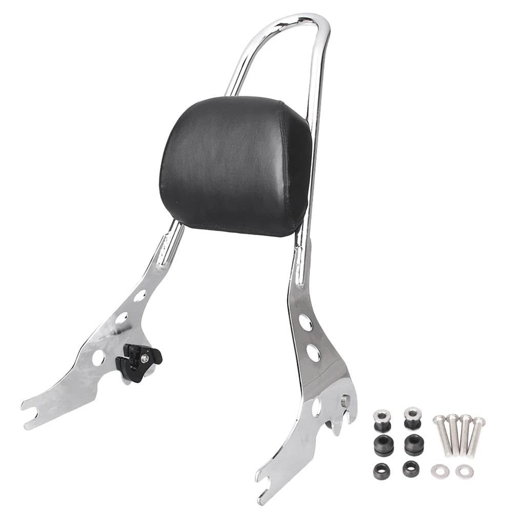 Gepäckträger hinten Motorrad Hinten Sissy Bar Rückenlehne Gepäck Rack Fleck W/Pad Für Davidson Für Straße 500/750 2015 2016 2017 Chrom/schwarz Motorrad Hinten Gepäckträger(Silber) von DZSQEGBX