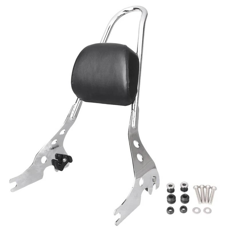 Gepäckträger hinten Motorrad Hinten Sissy Bar Rückenlehne Gepäck Rack Fleck W/Pad Für Davidson Für Straße 500/750 2015 2016 2017 Chrom/schwarz Motorrad Hinten Gepäckträger(Silber) von DZSQEGBX