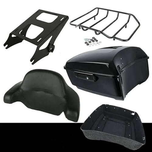 Gepäckträger hinten Motorrad King Pack Kofferraum Mit Rückenlehne Gepäckträger Für Tour Pak Für Electra Street Für Glide Road Glide 2014-2024 Motorrad Hinten Gepäckträger(A Style) von DZSQEGBX