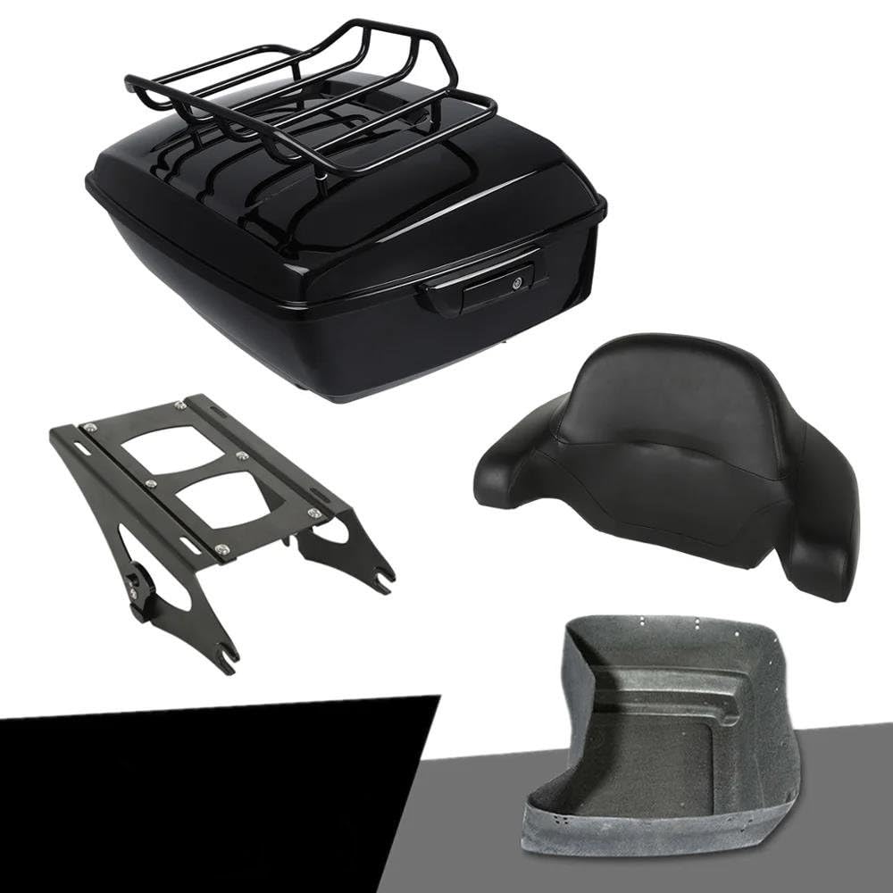 Gepäckträger hinten Motorrad King Pack Kofferraum Mit Rückenlehne Gepäckträger Für Tour Pak Für Electra Street Für Glide Road Glide 2014-2024 Motorrad Hinten Gepäckträger(B Style) von DZSQEGBX