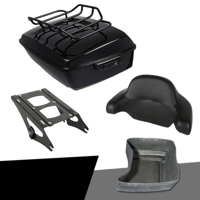 Gepäckträger hinten Motorrad King Pack Kofferraum Mit Rückenlehne Gepäckträger Für Tour Pak Für Electra Street Für Glide Road Glide 2014-2024 Motorrad Hinten Gepäckträger(B Style) von DZSQEGBX