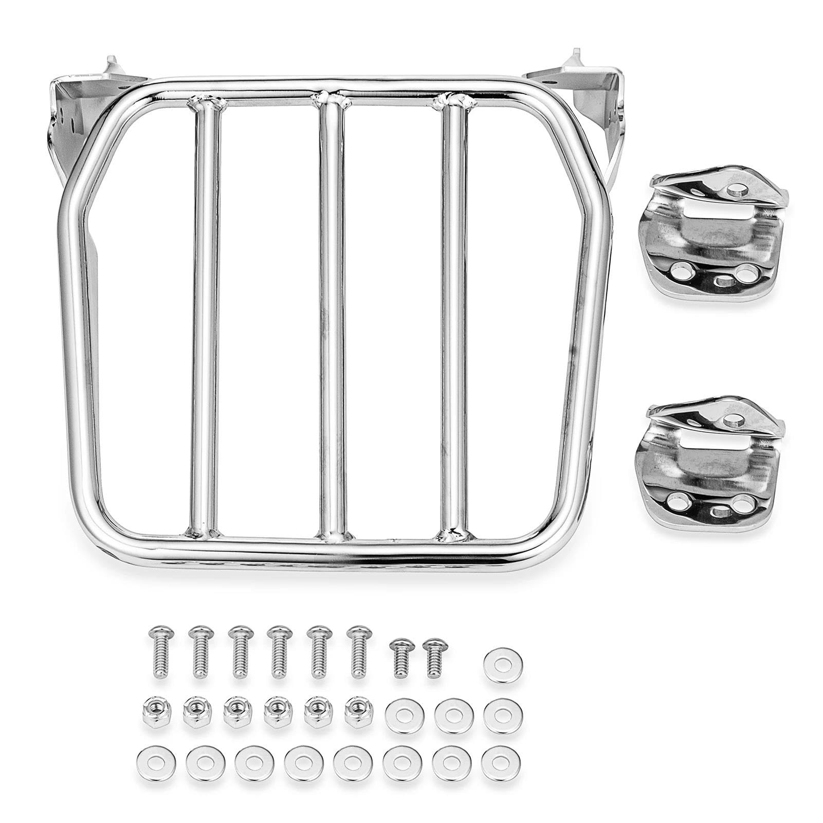 Gepäckträger hinten Motorräder Hinten Sport Gepäck Rack Für Sissy Bar Für Softail FLDE FLHC FLHCS FLSL FXBB FXBBS Und FXST Modelle 2018-2024 Motorrad Hinten Gepäckträger(Silber) von DZSQEGBX