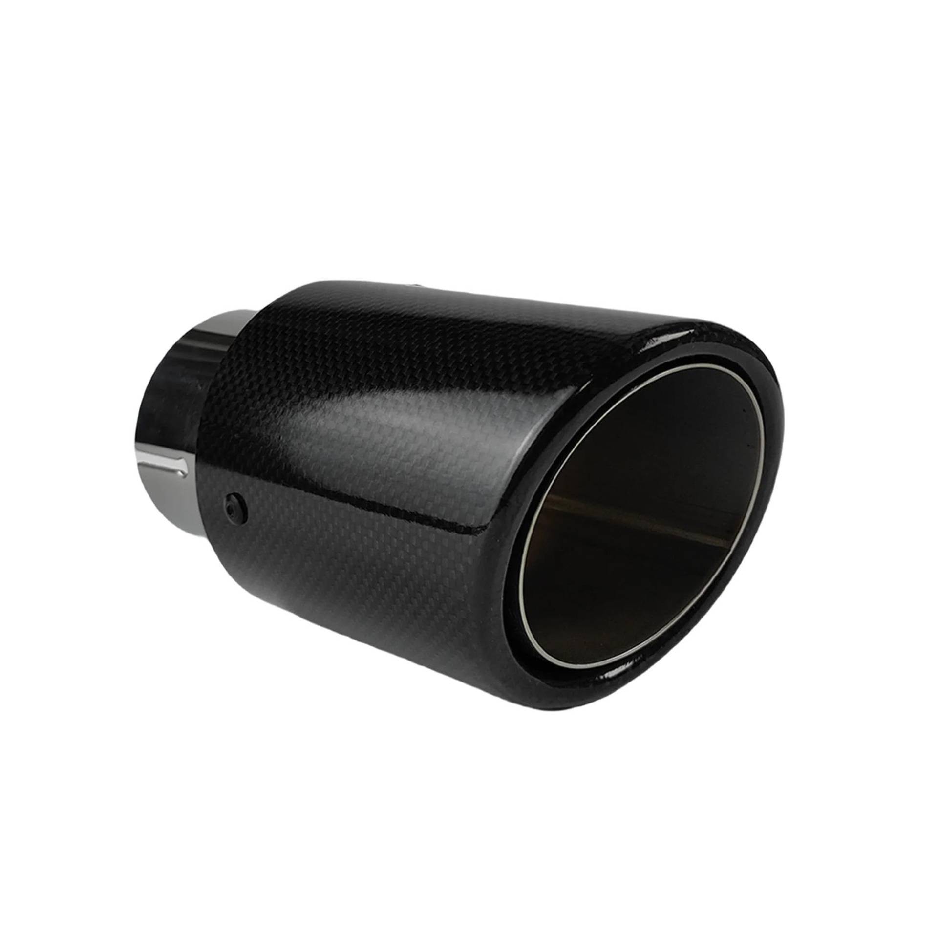 Auspuffrohr Universal Glossy Carbon Fiber Auto Schalldämpfer Spitze Auspuffrohr Düse Crimpen Edelstahl Silber Auto Zubehör Endrohr(76.2mm-101mm) von DZSQTGJKIO