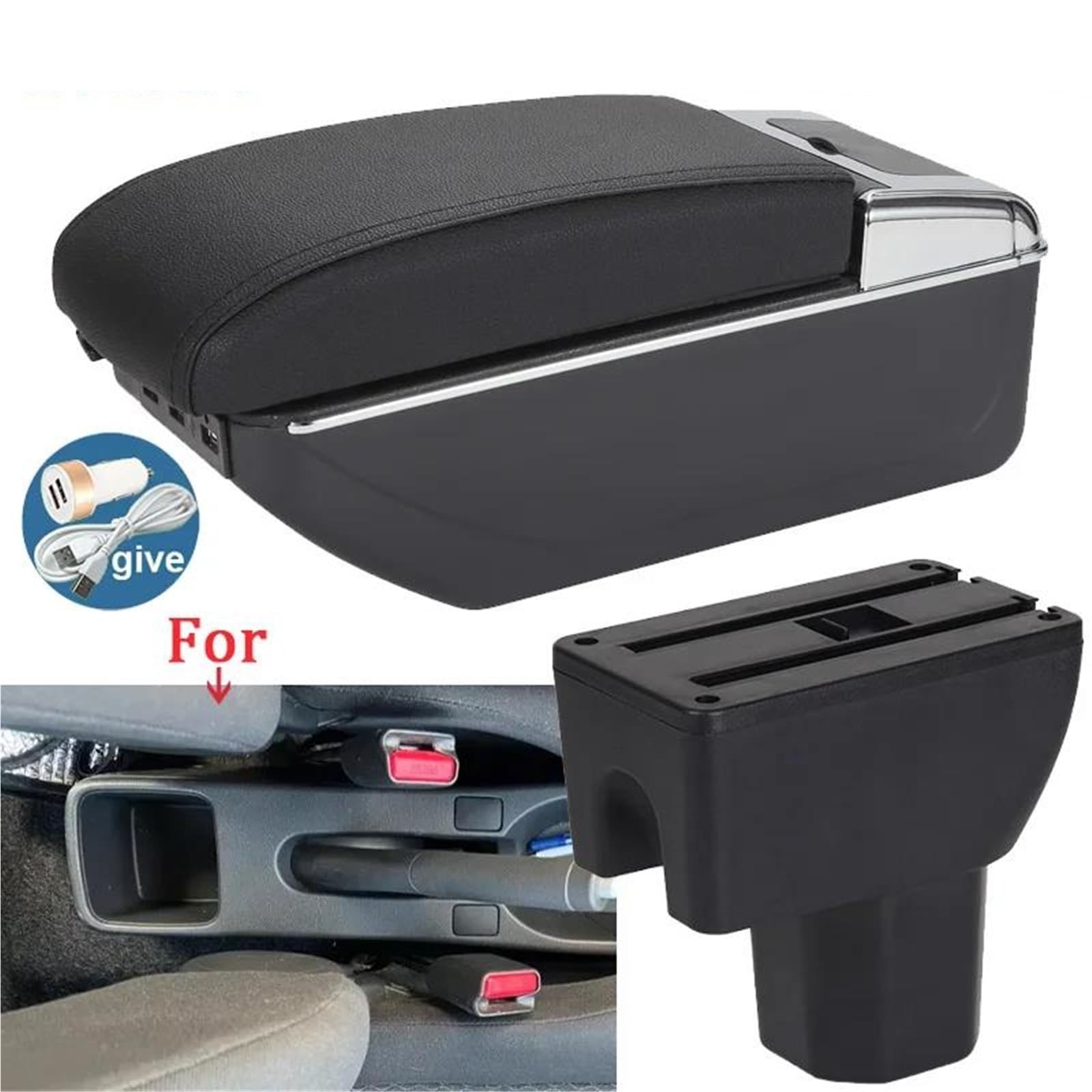 Mittelarmlehne Armlehne Box Auto Lagerung Box Arm Für Suzuki Für Splash Auto Armlehne Innen Retrofit Teile PU Leder Aufbewahrungskonsole(Style A2) von DZSQWETYU