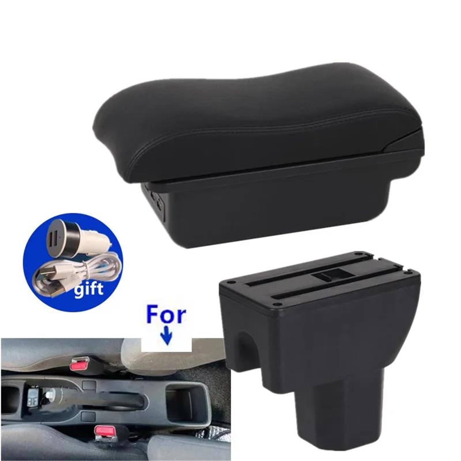 Mittelarmlehne Armlehne Box Für Suzuki Für Splash Auto Lagerung Box Arm Auto Zubehör Innen Retrofit Teile PU Leder Aufbewahrungskonsole(Style B4) von DZSQWETYU
