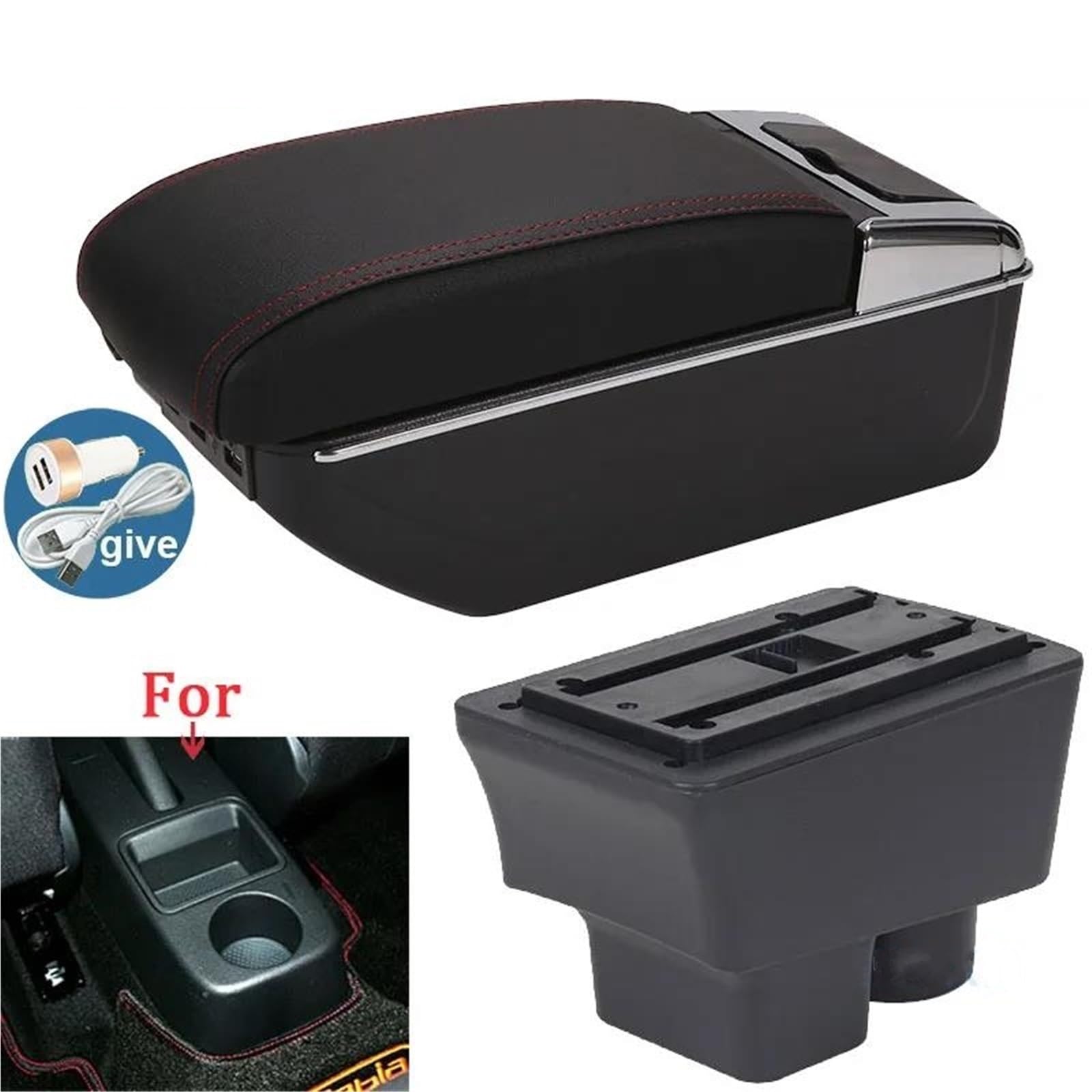 Mittelarmlehne Armlehne Für Fabia 2 2008-2014 Auto Armlehne Box Nachrüstteile Aufbewahrungsbox Innenteile Autozubehör Aufbewahrungskonsole(Style A1) von DZSQWETYU