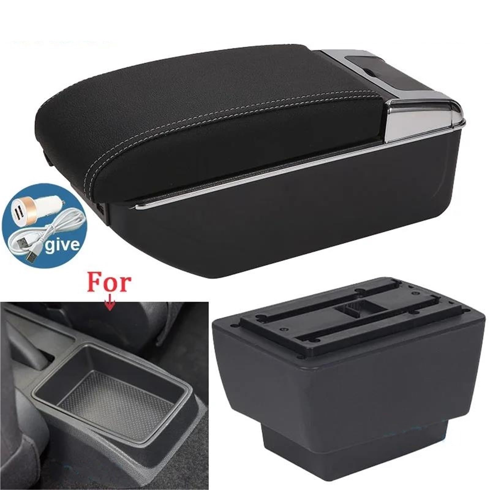 Mittelarmlehne Armlehne Für Fabia 3 III Combi 2015-2021 Auto Armlehne Box Nachrüstteile Aufbewahrungsbox Autozubehör Aufbewahrungskonsole(Style B3) von DZSQWETYU