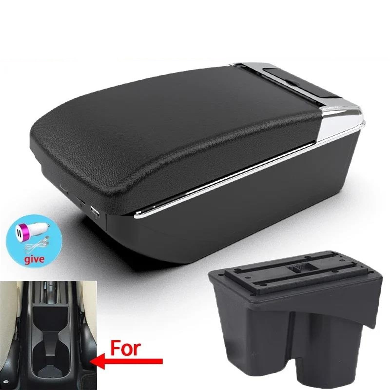 Mittelarmlehne Armlehne Für Jazz Für Fit Auto Armlehne Box Modifizierte Innen Lagerung Box 3USB Und Tasse Halter Aufbewahrungskonsole(Style A2) von DZSQWETYU