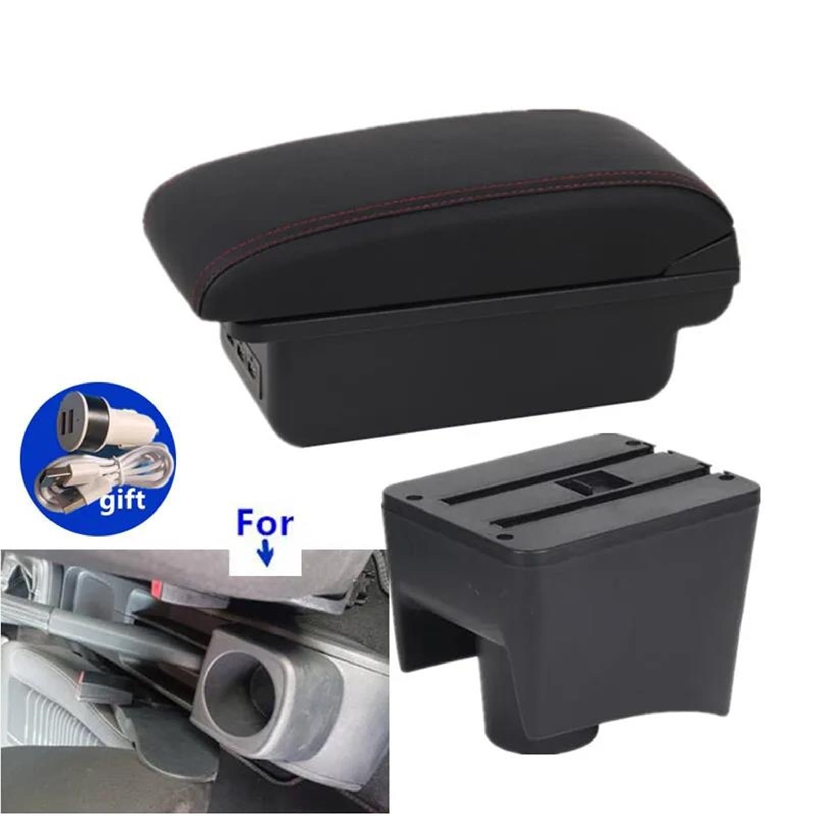 Mittelarmlehne Armlehne Für VW Für Polo Für Mk5 6R Für Vento 2010-2018 Auto Armlehne Box Center Storage Box Auto Nachrüstung Aufbewahrungskonsole(Style B2) von DZSQWETYU