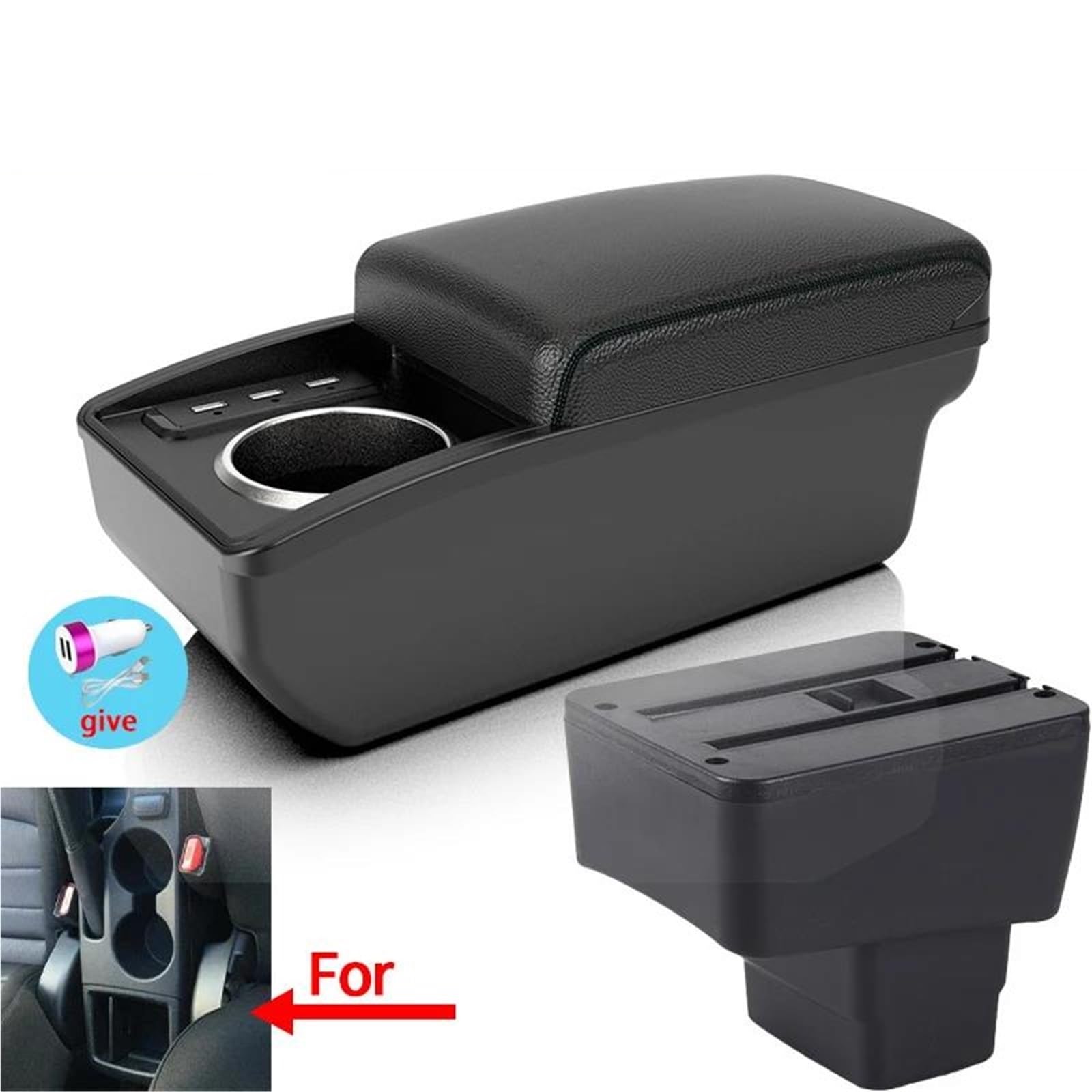 Mittelarmlehne Armlehne Retrofit Für Mazda 2 Für CX-3 Auto Armlehne Storage Box Auto Zubehör Lade USB Aufbewahrungskonsole(Style B2) von DZSQWETYU