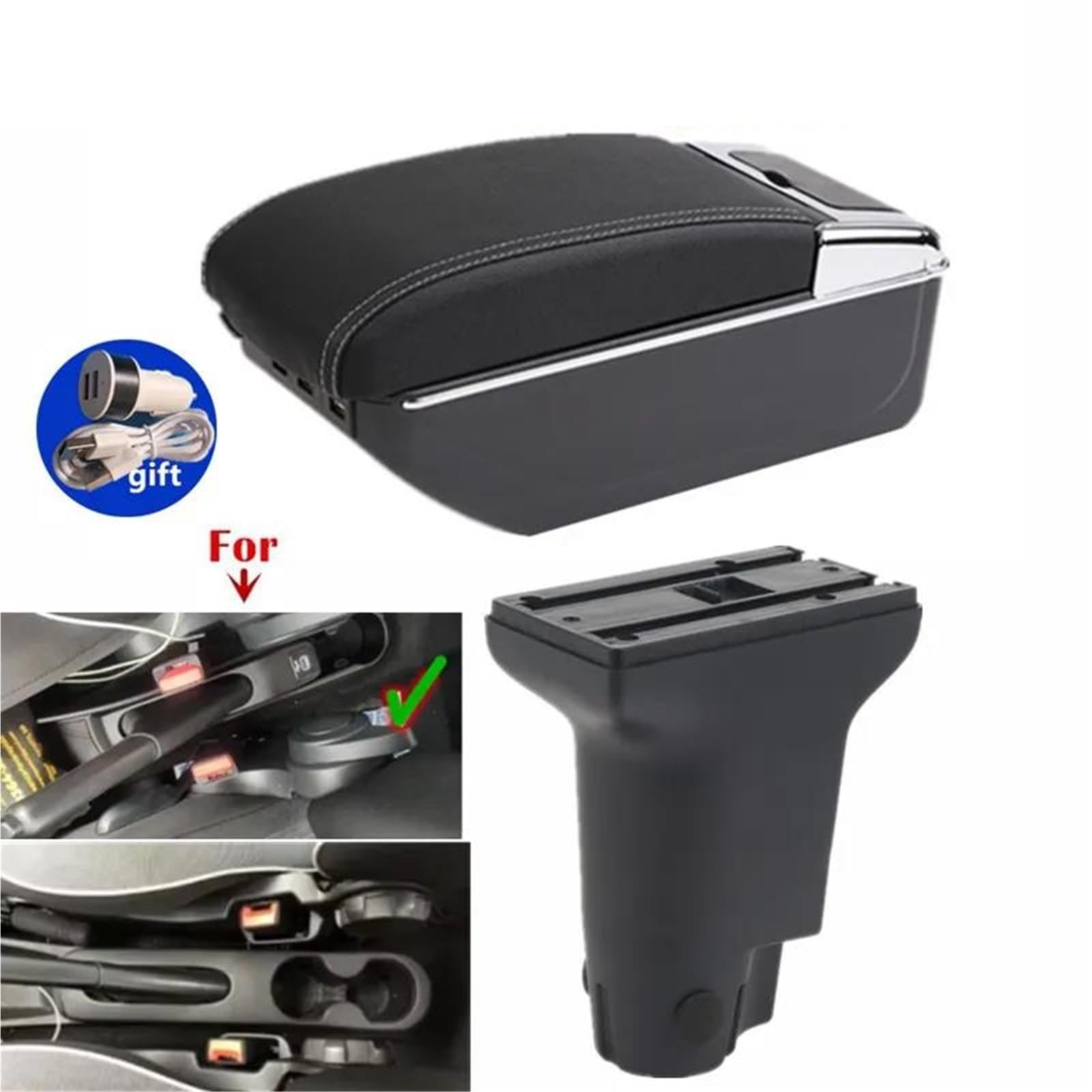 Mittelarmlehne Armlehnenbox Für Fiat Für 500 Für Cronos Auto-Armlehnenbox Retrofit Heighten Interior Center Storage Box Aufbewahrungskonsole(Style C3) von DZSQWETYU