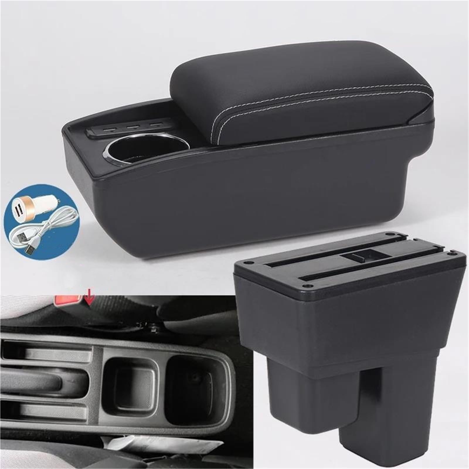 Mittelarmlehne Armlehnenbox Für Fit Für Jazz 2 2008-2013 Auto-Armlehnen-Aufbewahrungsbox Innenraum-Autozubehör Aufbewahrungskonsole(Style B3) von DZSQWETYU