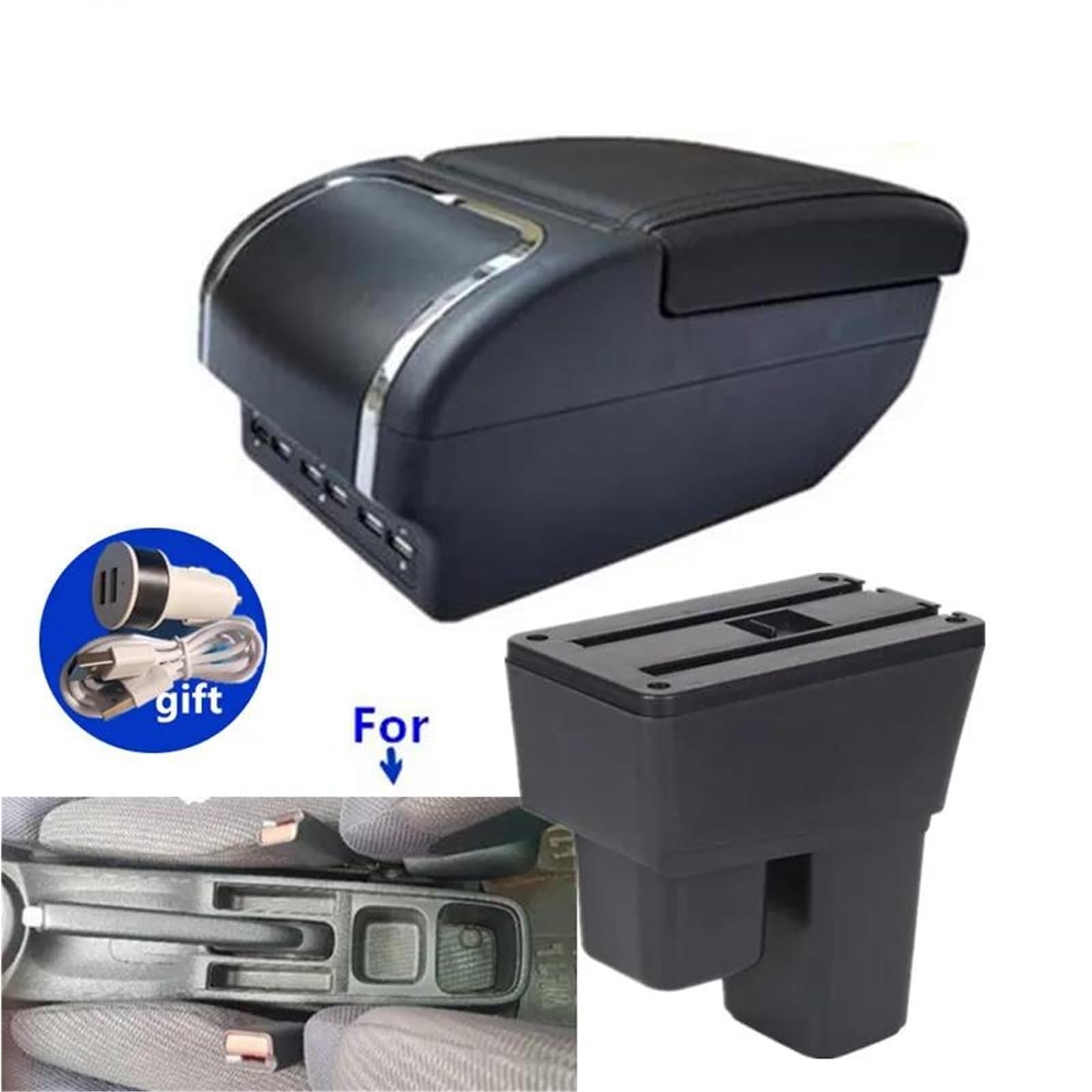 Mittelarmlehne Armlehnenbox Für Fit Für Jazz 2 2008-2013 Auto-Armlehnenarm-Aufbewahrungsbox Autozubehör Aufbewahrungskonsole(Style E1) von DZSQWETYU