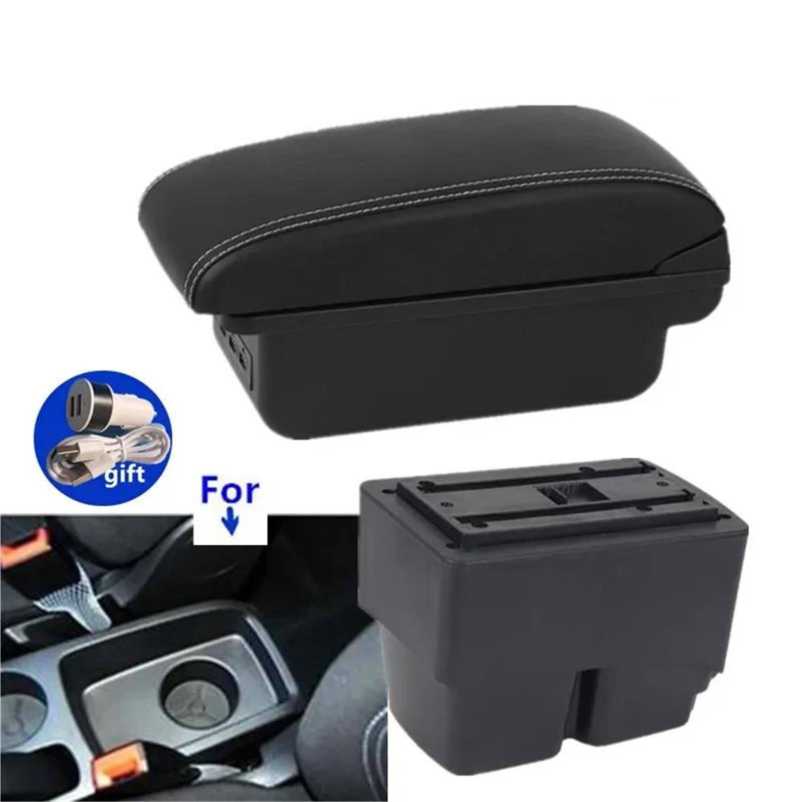 Mittelarmlehne Armlehnenbox Für Ford Für Fiesta Für MK7 2009–2017 Auto-Armlehnen-Aufbewahrungsbox Innenausstattung Aufbewahrungskonsole(Style B3) von DZSQWETYU