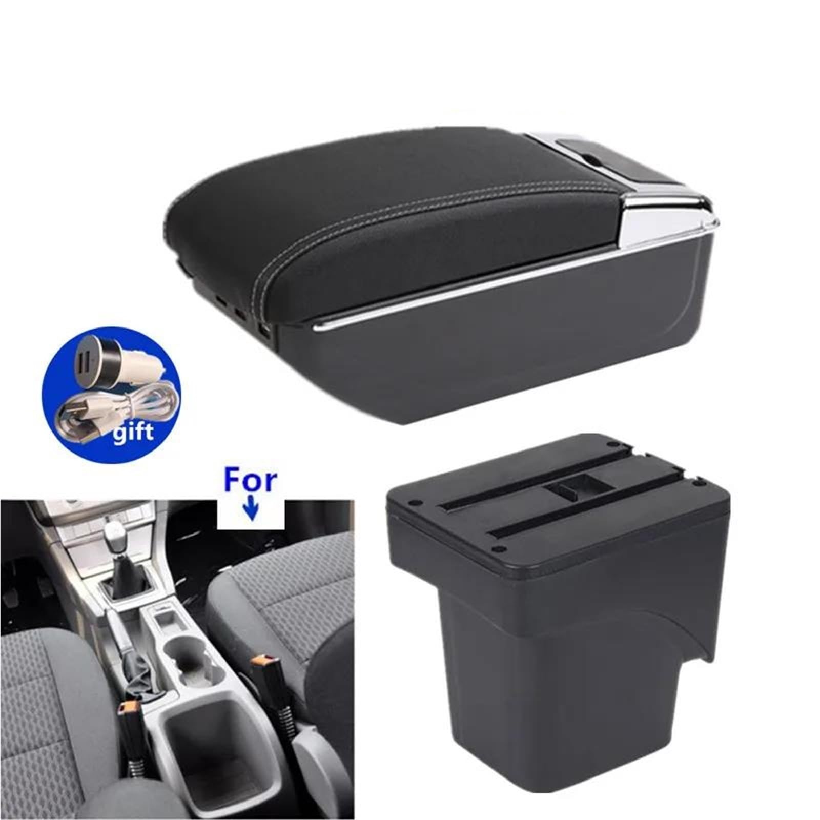 Mittelarmlehne Armlehnenbox Für Ford Für Focus 2 Für Mk2 Auto Armlehne Center Storage Box Innenraum Nachrüstung Aschenbecher Tasse Aufbewahrungskonsole(Style D3) von DZSQWETYU