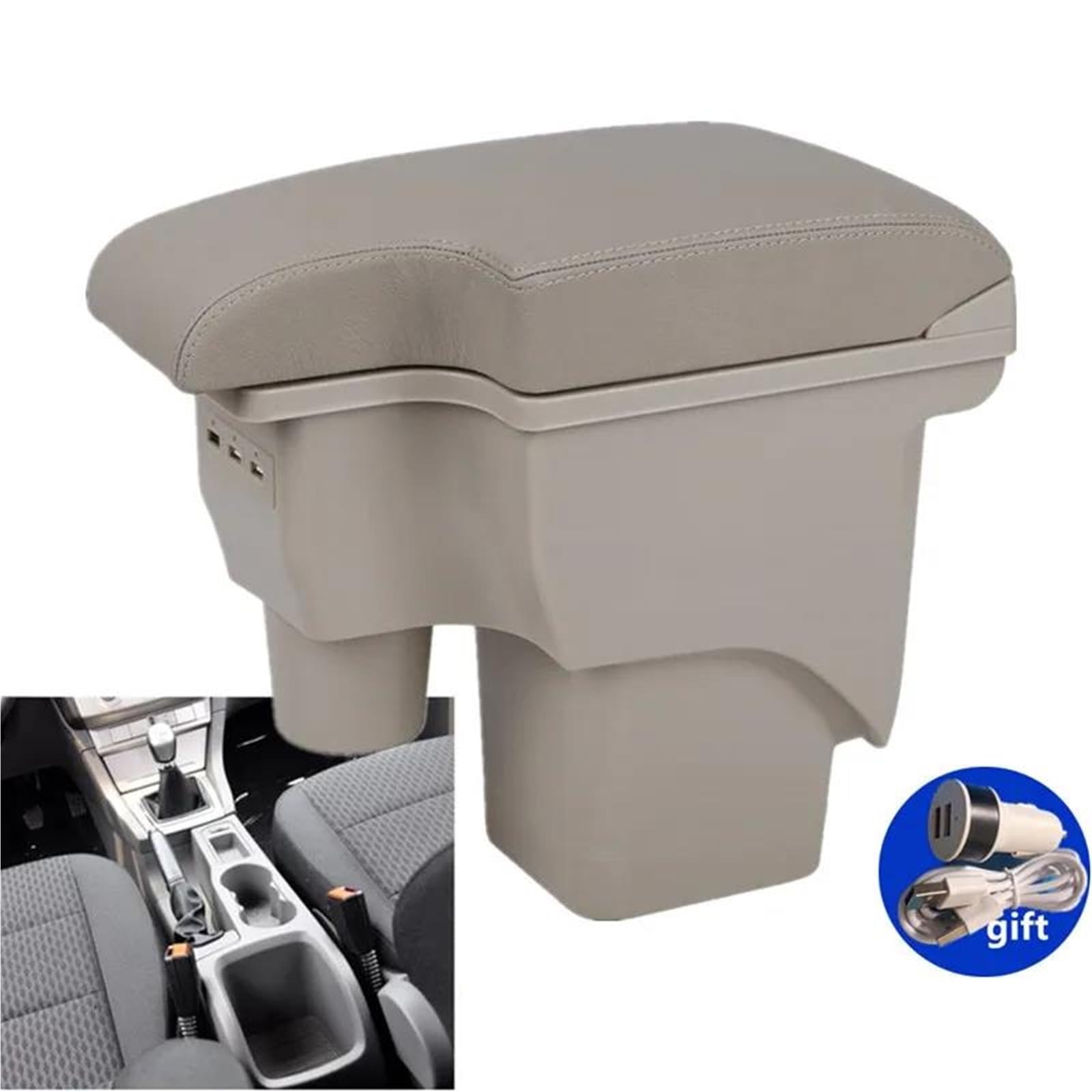 Mittelarmlehne Armlehnenbox Für Ford Für Focus 2 Für Mk2 Auto Armlehne Center Storage Box Innenraum Nachrüstung USB Zubehör Aufbewahrungskonsole(Style A5) von DZSQWETYU