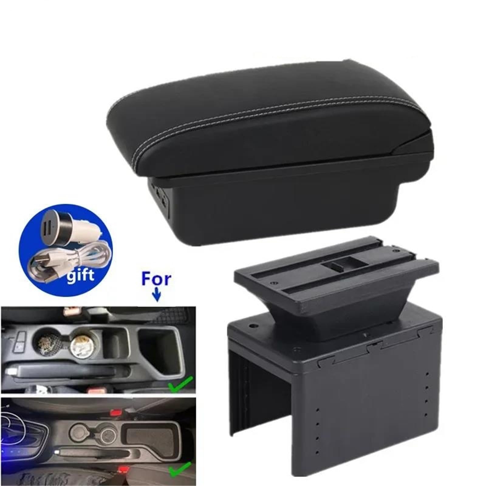 Mittelarmlehne Armlehnenbox Für Hyundai Für I20 2021-2023 Autoarmlehne Retrofit Innenaufbewahrungsbox Autozubehör Aufbewahrungskonsole(Style B3) von DZSQWETYU