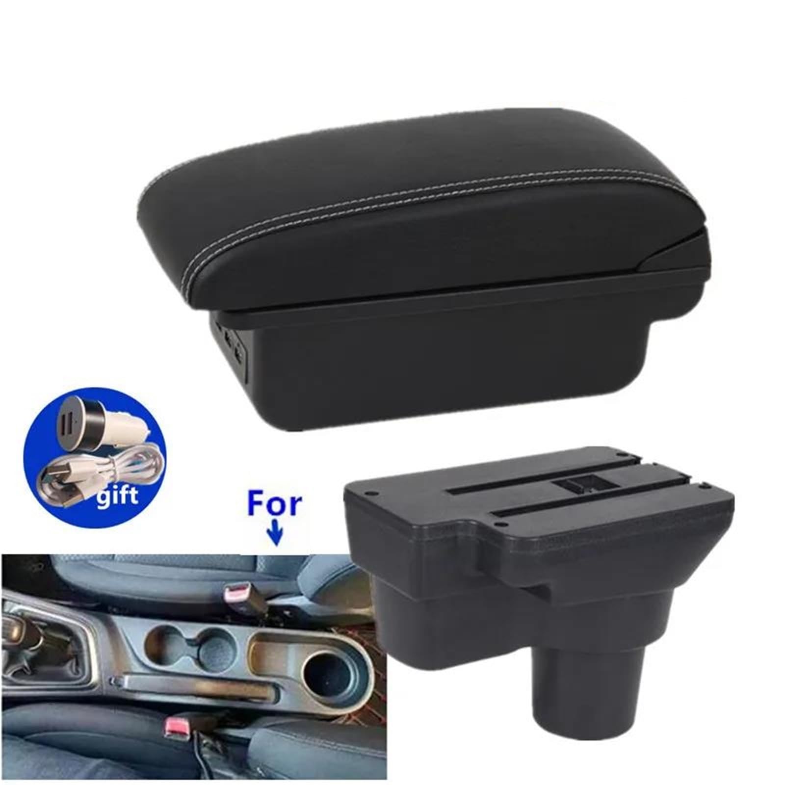 Mittelarmlehne Armlehnenbox Für Hyundai Für Solaris 2 Für Accent Für Verna 2017–2024 Auto-Armlehnenbox Innenaufbewahrungsbox Aufbewahrungskonsole(Style B3) von DZSQWETYU