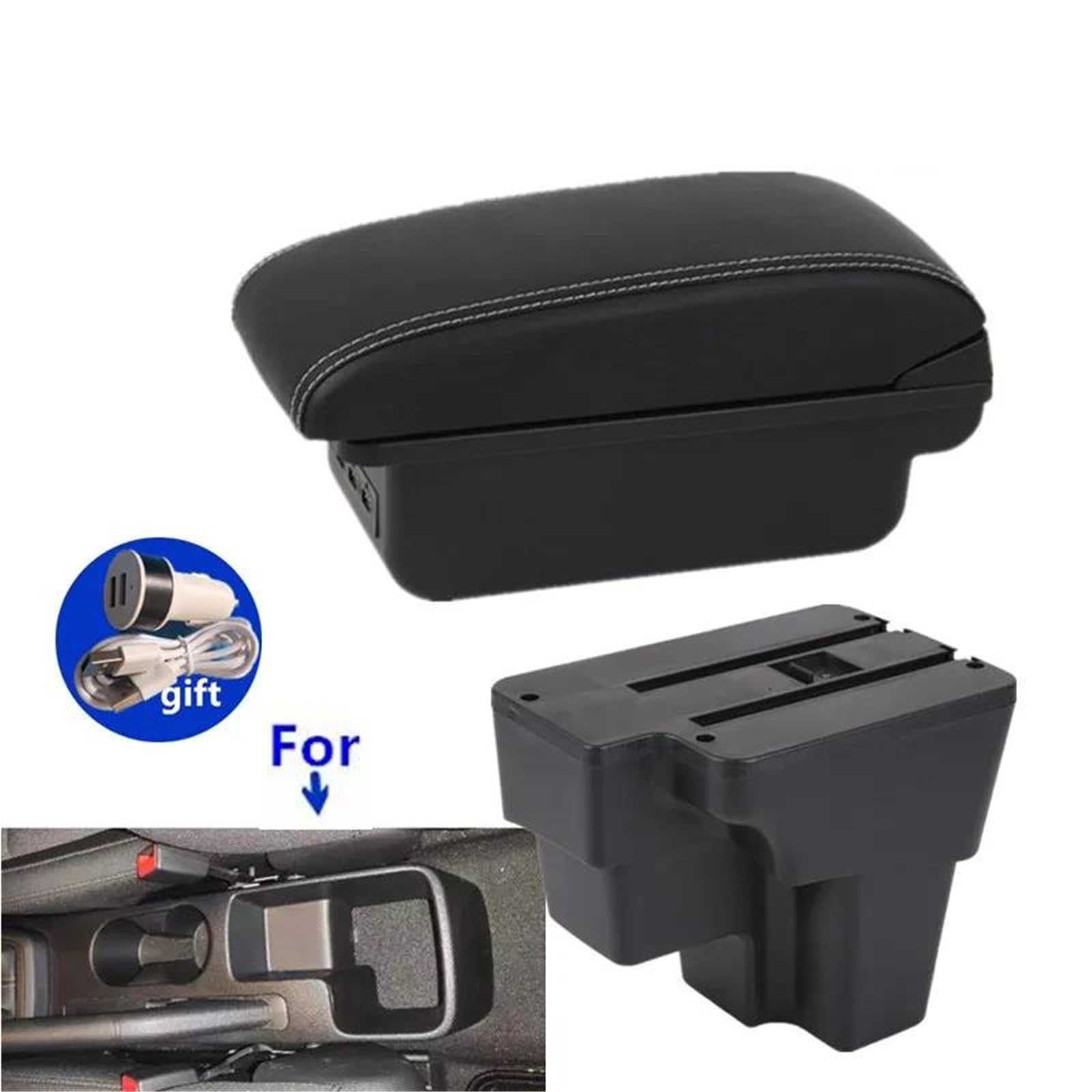 Mittelarmlehne Armlehnenbox Für Kia Für Stonic Für Rio Lx 2015-2024 Armlehnenbox Nachrüstung Autoaufbewahrung Autozubehör Aufbewahrungskonsole(Style B3) von DZSQWETYU