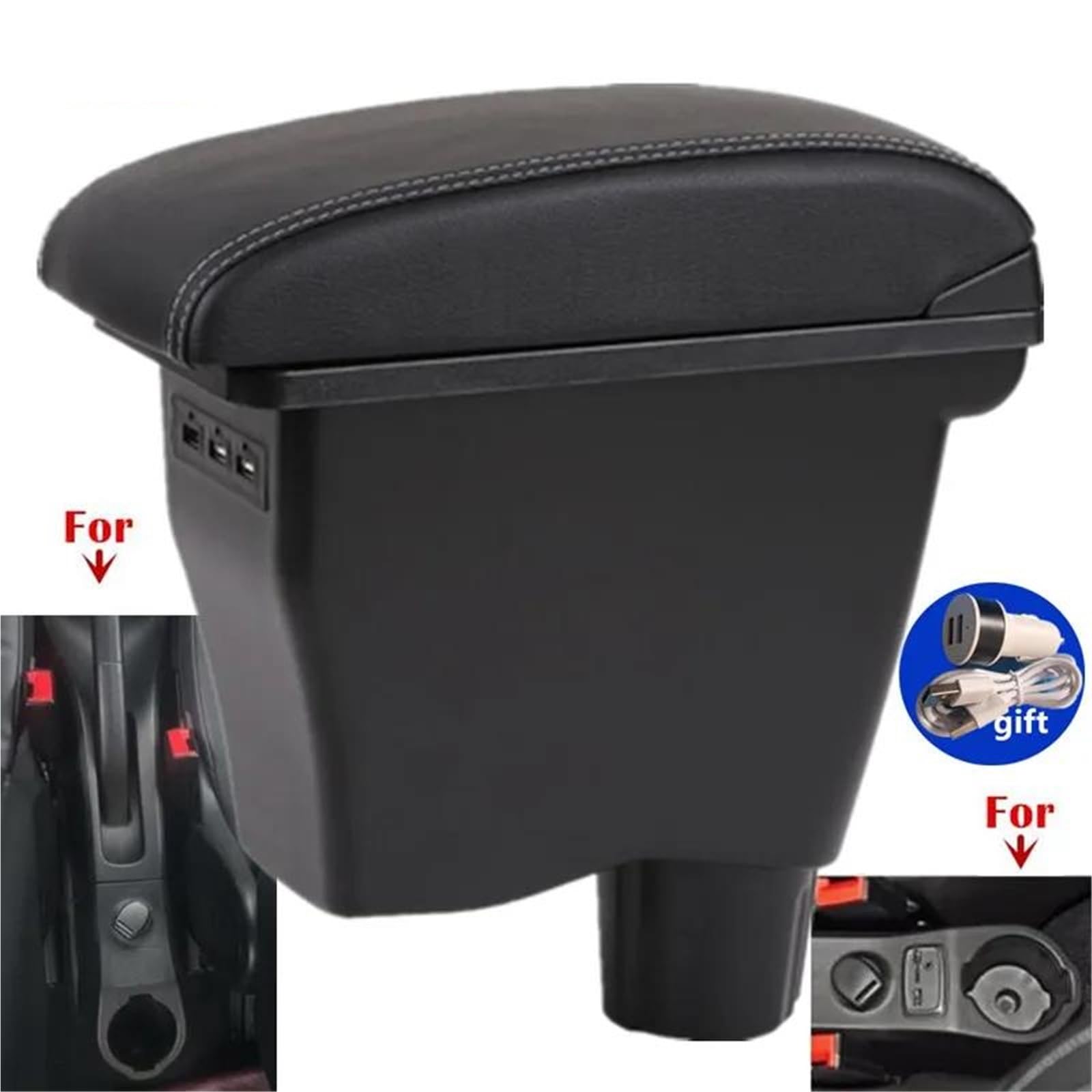 Mittelarmlehne Armlehnenbox Für Mercedes Für Smart 453 Für Fortwo Für Forfour 2015-2018 Autoarmlehnenbox Nachrüst-Aufbewahrungsbox Aufbewahrungskonsole(Style A3) von DZSQWETYU