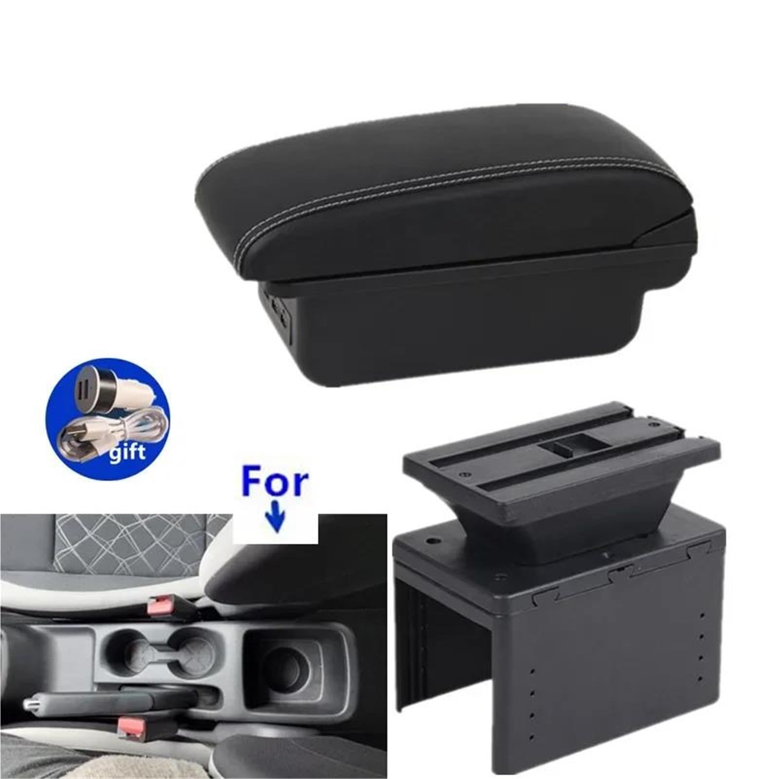Mittelarmlehne Armlehnenbox Für Nissan Für Micra K14 2020-2023 Autoarmlehnenbox Aufbewahrungsbox Innenraum Autozubehör Aufbewahrungskonsole(Style B3) von DZSQWETYU