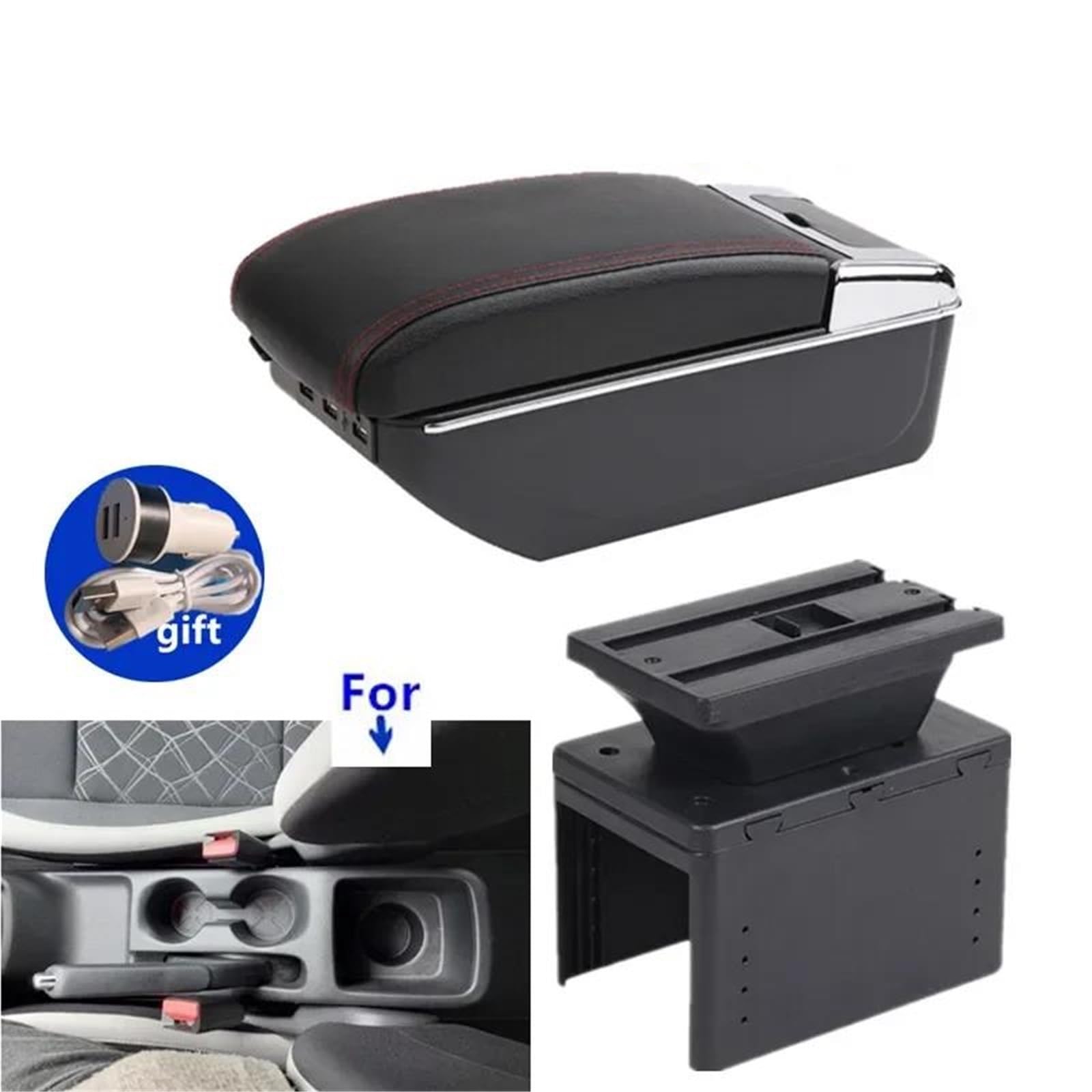 Mittelarmlehne Armlehnenbox Für Nissan Für Micra K14 2020-2023 Autoarmlehnenbox Aufbewahrungsbox Innenraum Autozubehör Aufbewahrungskonsole(Style C2) von DZSQWETYU