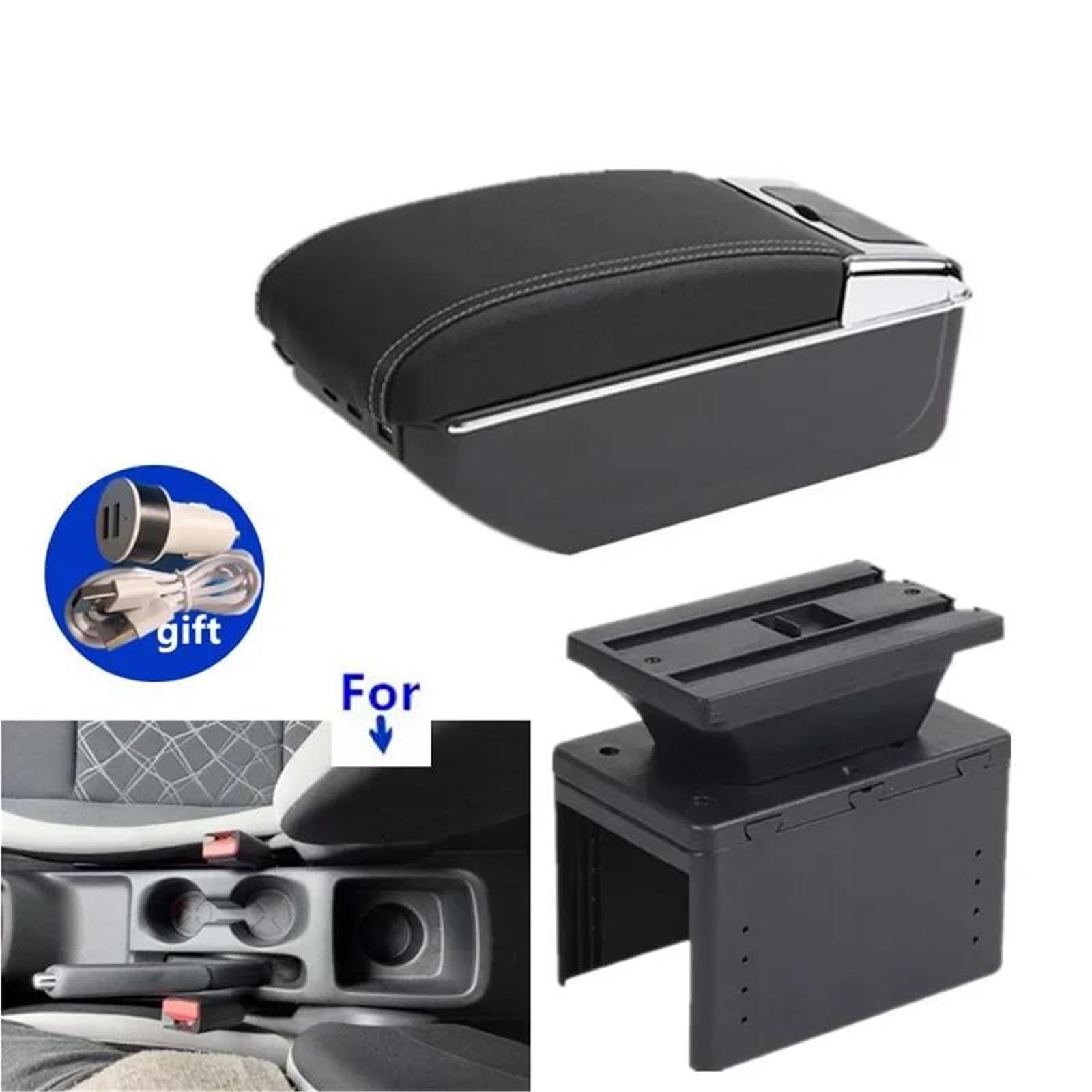 Mittelarmlehne Armlehnenbox Für Nissan Für Micra K14 2020-2023 Autoarmlehnenbox Aufbewahrungsbox Innenraum Autozubehör Aufbewahrungskonsole(Style C3) von DZSQWETYU
