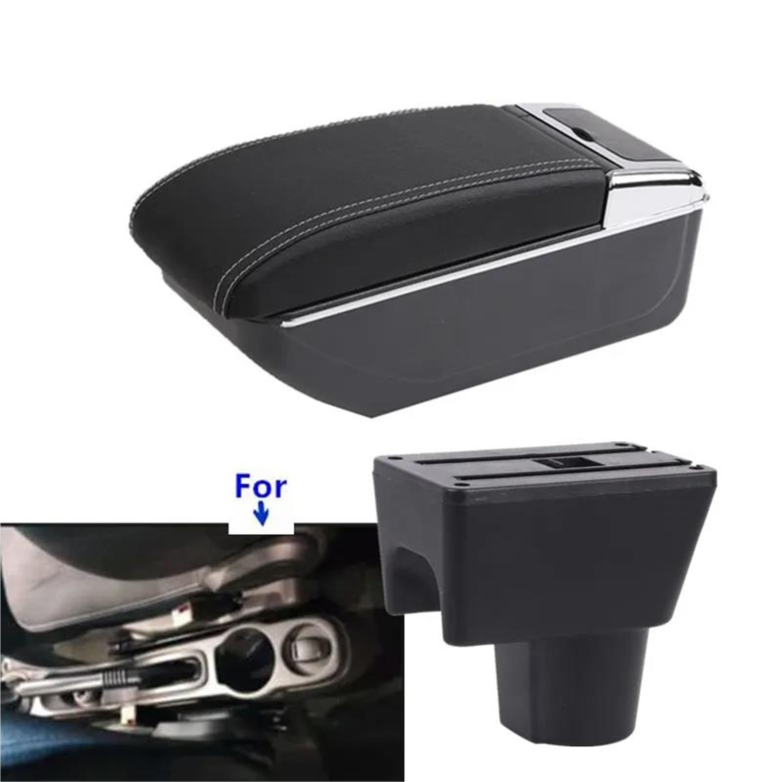 Mittelarmlehne Armlehnenbox Für Nissan Für Terrano 3 Für Duster Für Oroc Für Dacia 2012-2018 Auto-Armlehnenbox-Nachrüstung Aufbewahrungskonsole(Style B3) von DZSQWETYU