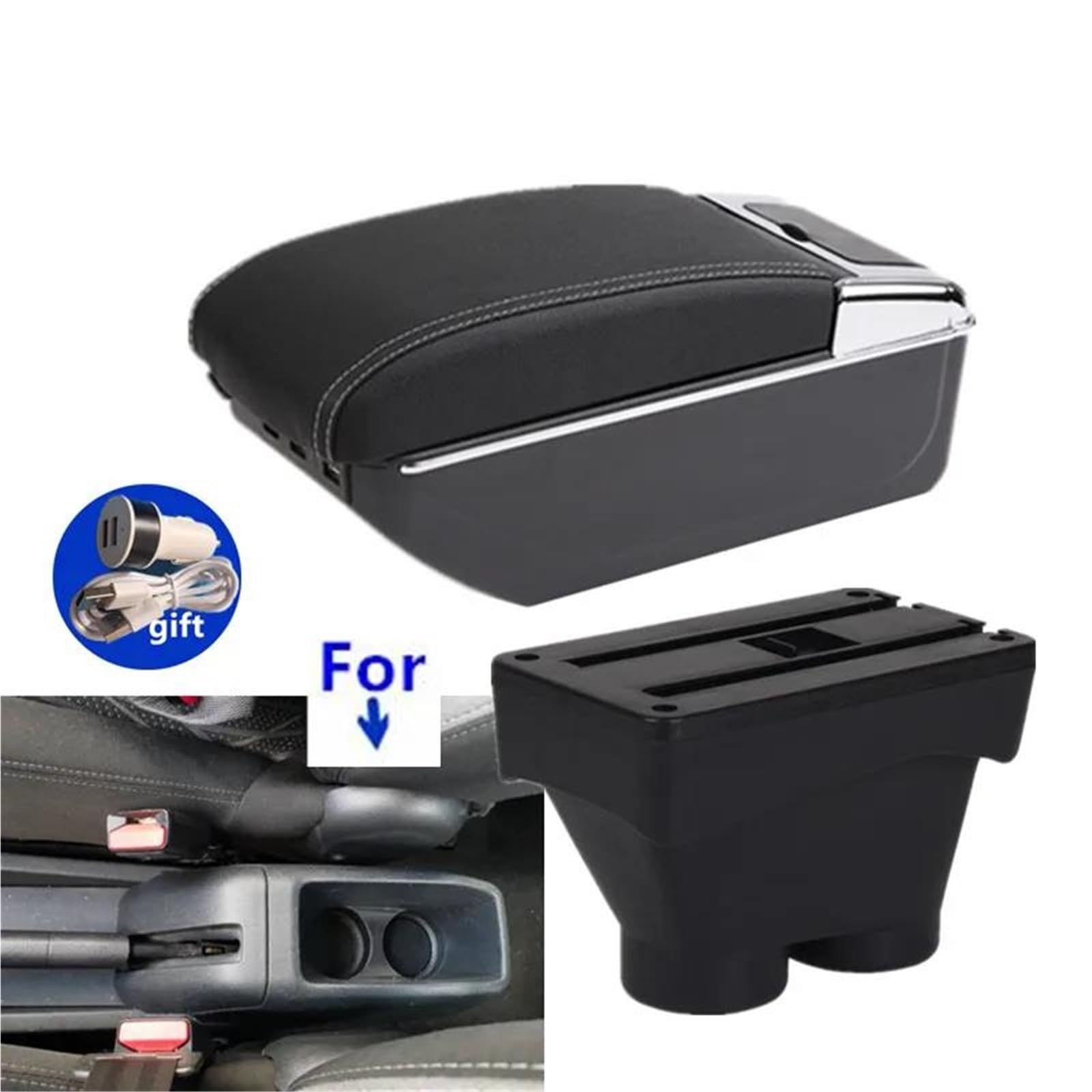 Mittelarmlehne Armlehnenbox Für Peugeot Für 208 2012-2018 Auto Armlehne Auto Aufbewahrungsbox Autoinnenausstattung Nachrüstteile Aufbewahrungskonsole(Style D3) von DZSQWETYU