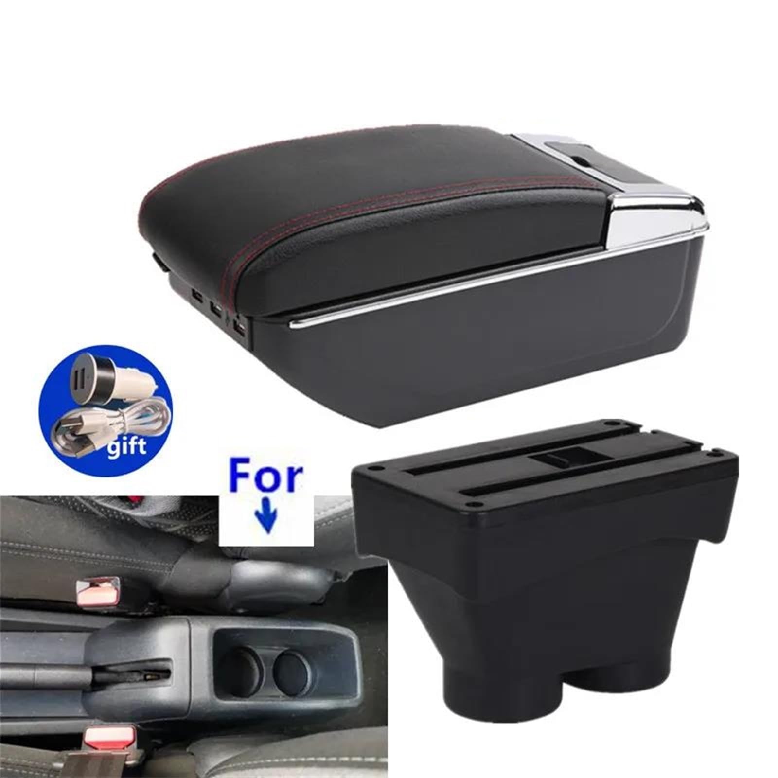Mittelarmlehne Armlehnenbox Für Peugeot Für 208 2012-2018 Auto-Armlehnen-Aufbewahrungsbox Innenausstattung Nachrüstteile Aufbewahrungskonsole(Style C2) von DZSQWETYU
