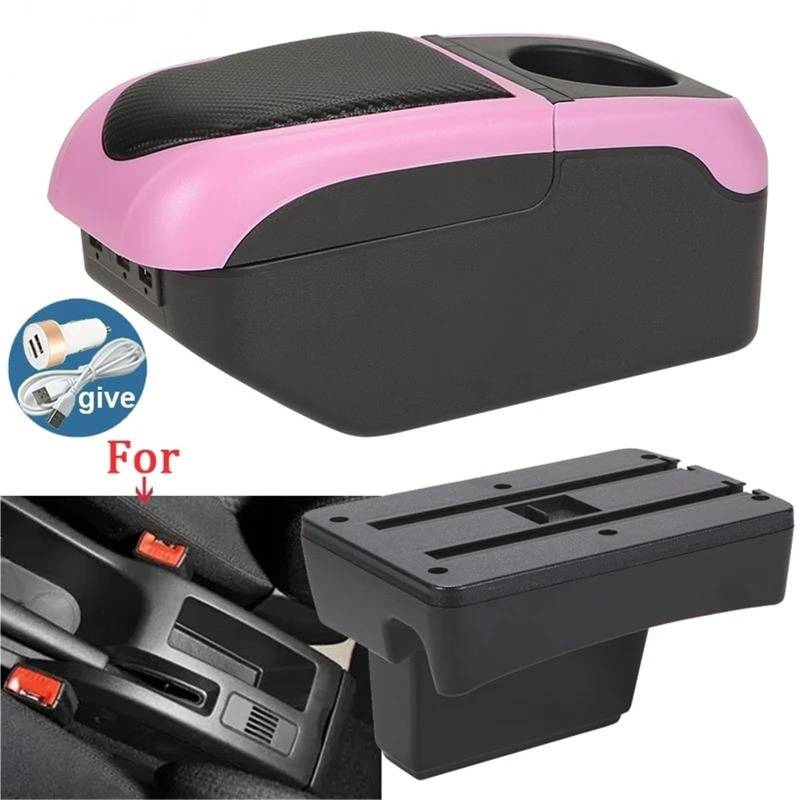 Mittelarmlehne Armlehnenbox Für Peugeot Für 307 CC Auto-Armlehnen-Aufbewahrungsbox Innenraum-Nachrüstung Spezielles Autozubehör Aufbewahrungskonsole(Black Pink) von DZSQWETYU