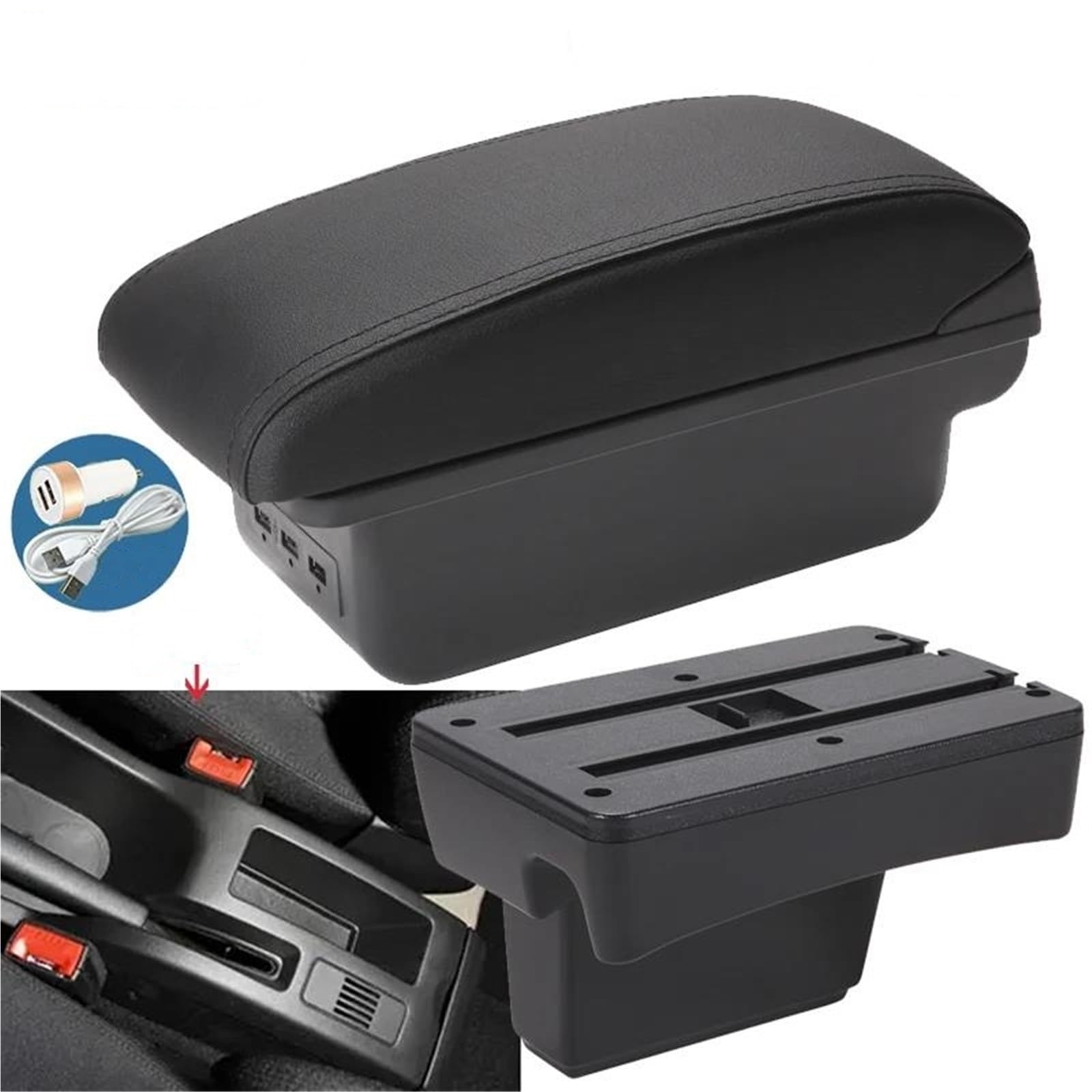 Mittelarmlehne Armlehnenbox Für Peugeot Für 307 CC Cabrio Auto Armlehne Aufbewahrungsbox Innenraum Nachrüstung Gewidmet Aufbewahrungskonsole(Style B2) von DZSQWETYU