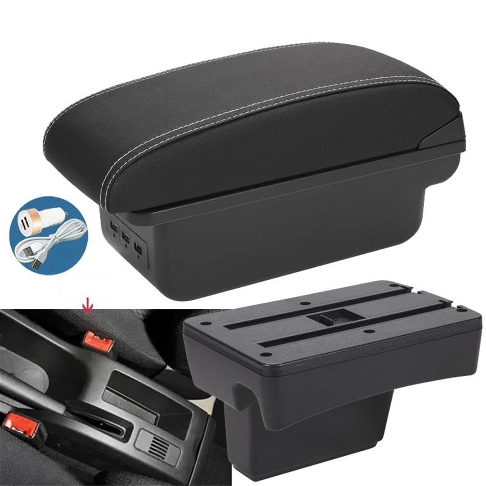 Mittelarmlehne Armlehnenbox Für Peugeot Für 307 CC Cabrio Auto Armlehne Aufbewahrungsbox Innenraum Nachrüstung Gewidmet Aufbewahrungskonsole(Style B3) von DZSQWETYU
