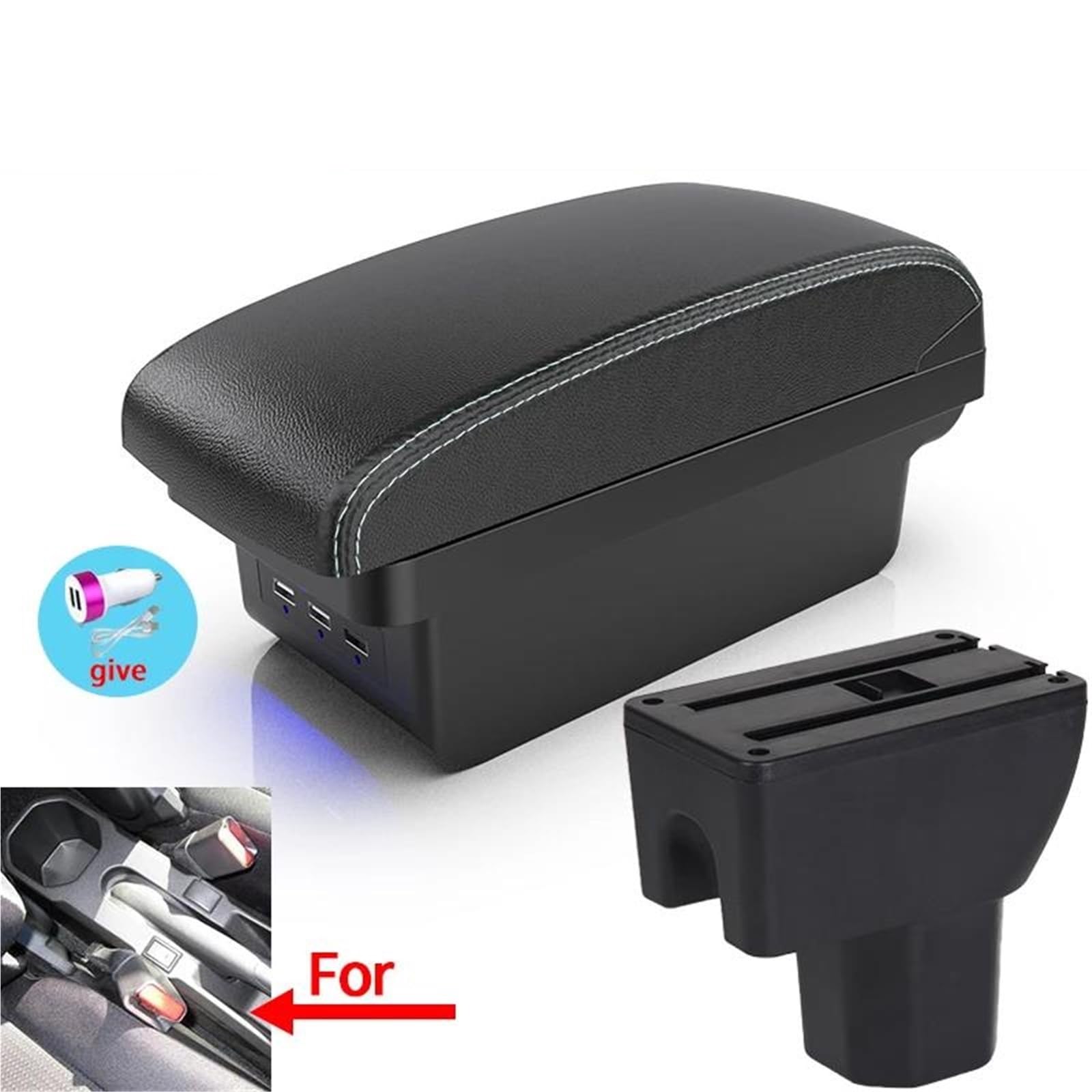 Mittelarmlehne Armlehnenbox Für Suzuki Für Ignis Auto-Armlehnenbox Nachrüstteile Innenaufbewahrungsbox Autozubehör Aufbewahrungskonsole(Style B3) von DZSQWETYU