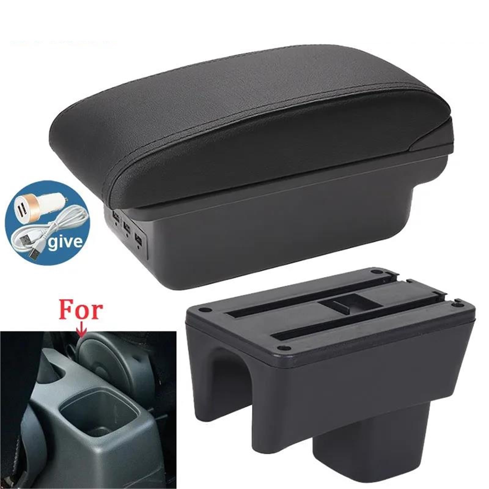 Mittelarmlehne Armlehnenbox Für Suzuki Für Swift 2005-2023 Autoarmlehne Autozubehör Innenaufbewahrungsbox Nachrüstteile Aufbewahrungskonsole(Style B2) von DZSQWETYU