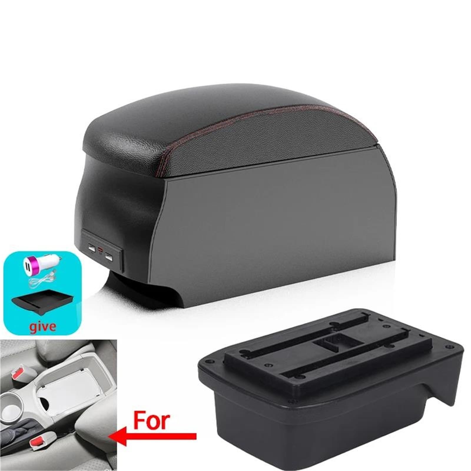 Mittelarmlehne Armlehnenbox Für Toyota Für Verso EZ Auto-Armlehnenbox Innenteile-Aufbewahrungsbox Mit USB-Zubehör Aufbewahrungskonsole(Style B1) von DZSQWETYU