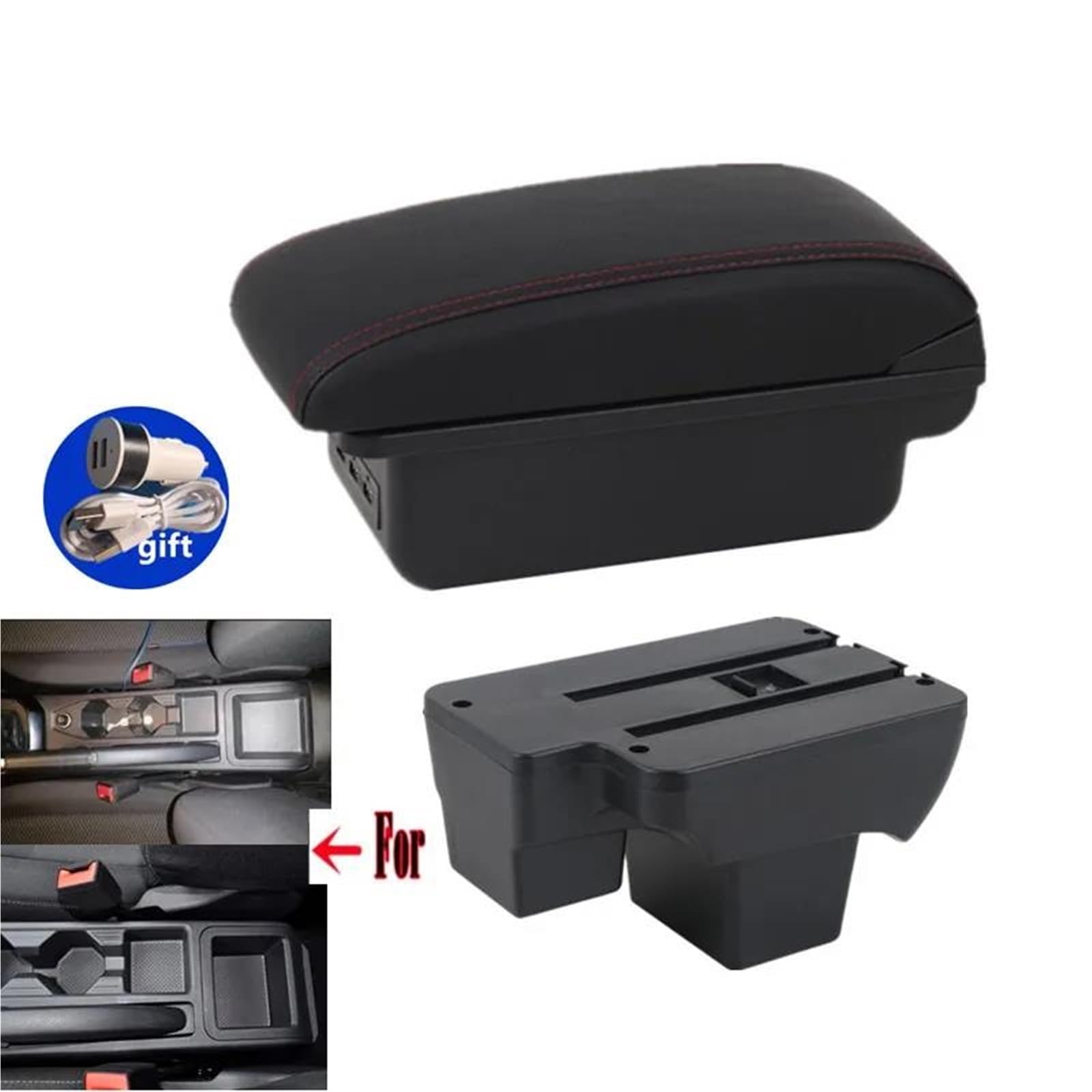 Mittelarmlehne Armlehnenbox Für VW Für Polo 2019-2024 Autoarmlehne Aufbewahrungsbox Nachrüstteile Autozubehör Aufbewahrungskonsole(Style B2) von DZSQWETYU