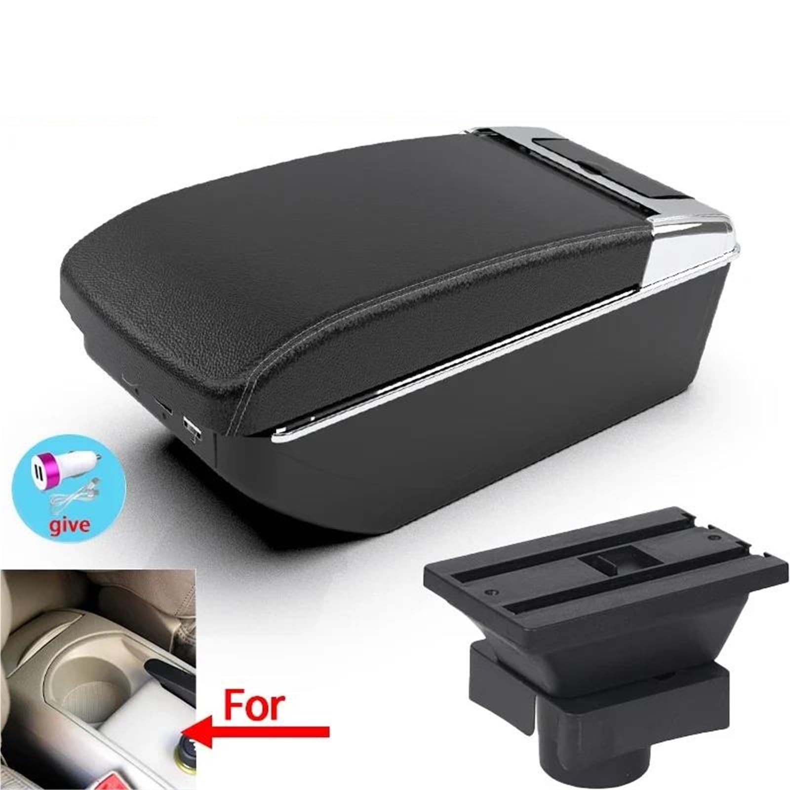 Mittelarmlehne Armlehnenbox Geeignet Für Citroen Für Sega Autoarmlehnenbox Innenraum Super Großer Stauraum Mit USB Aufbewahrungskonsole(Style A3) von DZSQWETYU