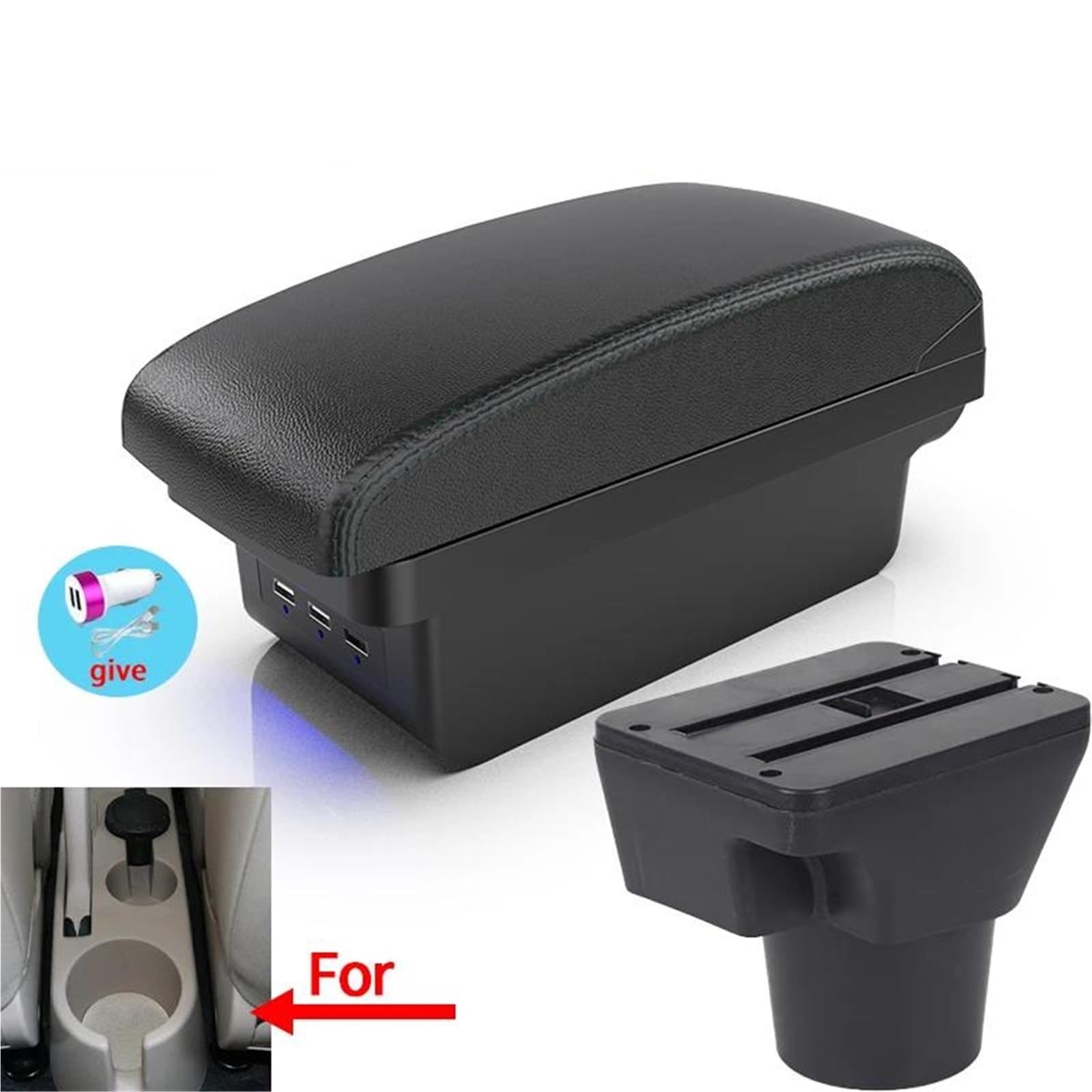 Mittelarmlehne Armlehnenbox Geeignet Für Kia Für Rio 2 2006-2011 Auto-Armlehnenbox Zubehör Innenmodifikation Aufbewahrungskonsole(Style B2) von DZSQWETYU