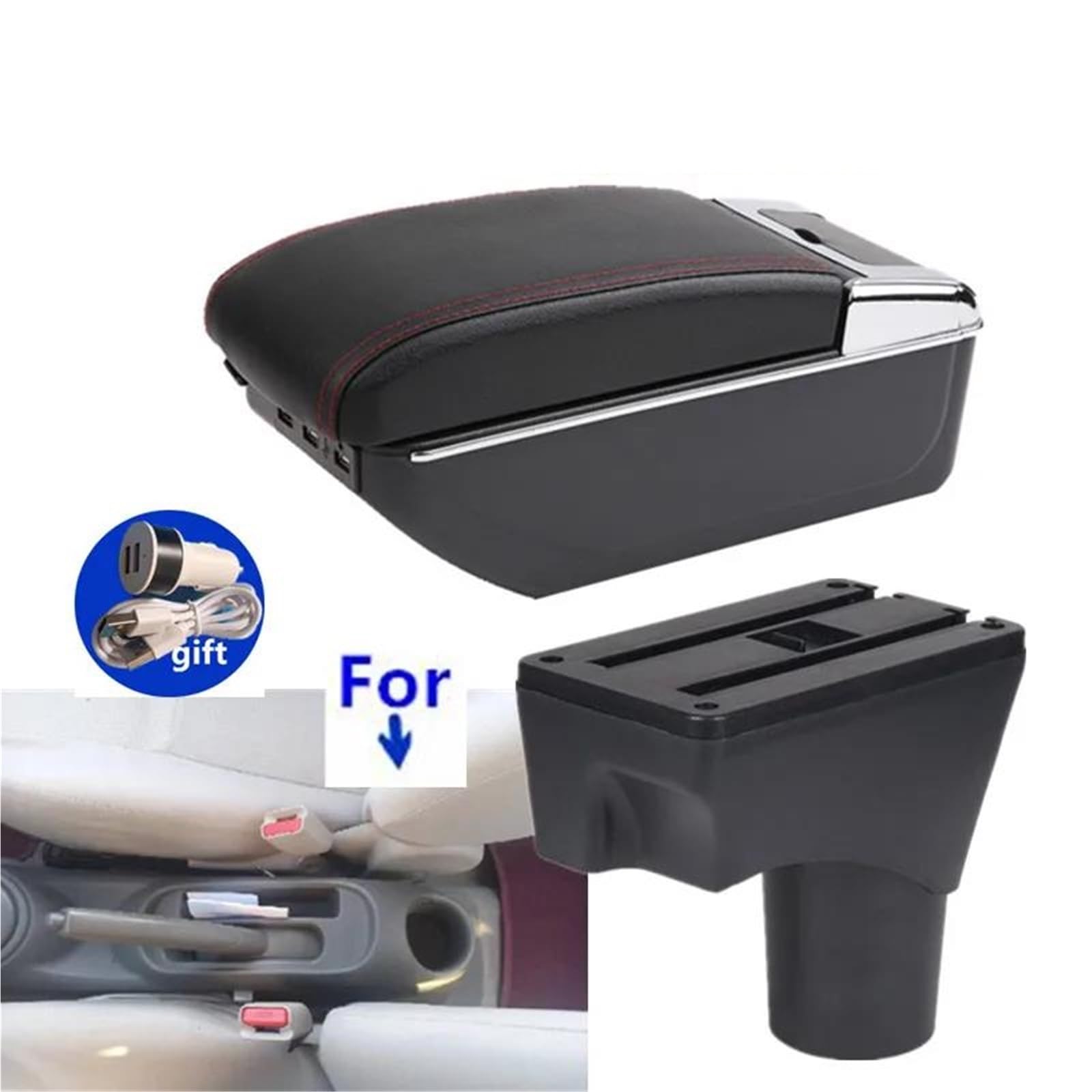 Mittelarmlehne Auto Armlehne Arm Für Nissan Für Sunny Für March Für Micra K13 2010-2023 Armlehne Box Lagerung Box Nachrüstung Aufbewahrungskonsole(Style D2) von DZSQWETYU