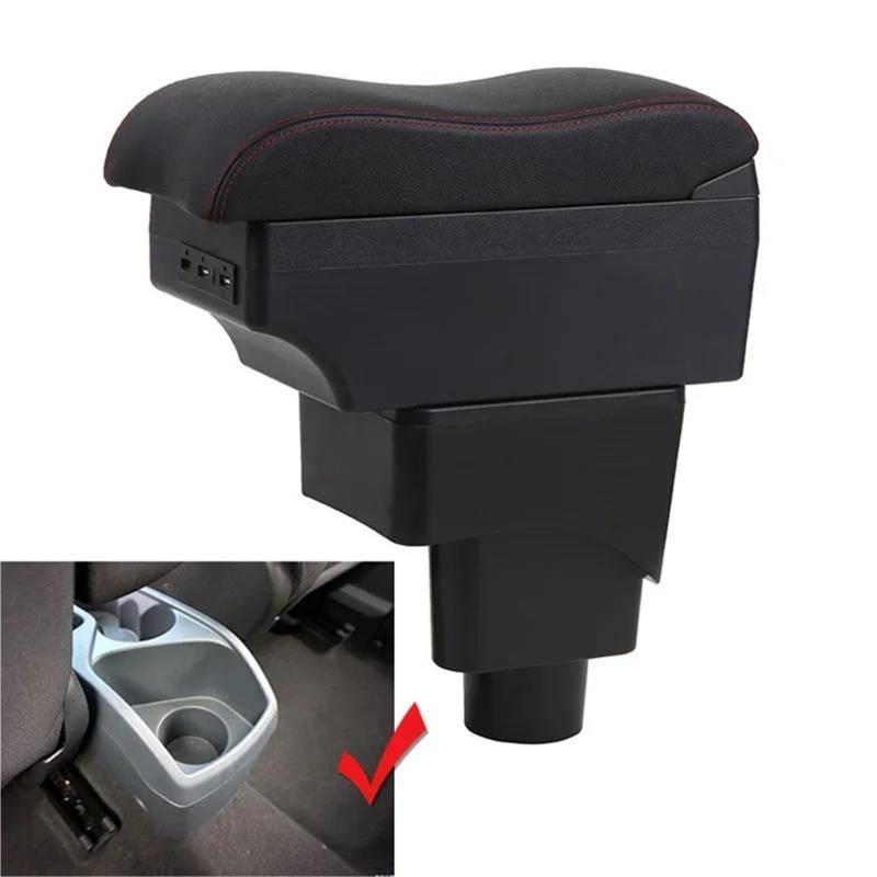 Mittelarmlehne Auto Armlehne Box Für Ford Für Ecosport 2013-2017 Leder Arm Rest Center Console Storage Box Dual Layer USB Aufbewahrungskonsole(Style B1) von DZSQWETYU