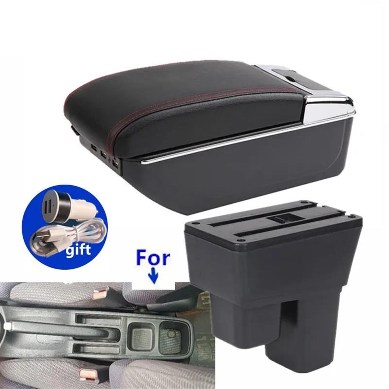Mittelarmlehne Auto-Armlehnenbox Für Fit Für Jazz 2 2008 2009 2010 2011 2012 2013 Armlehnenarm-Aufbewahrungsbox Autozubehör Aufbewahrungskonsole(Style C2) von DZSQWETYU