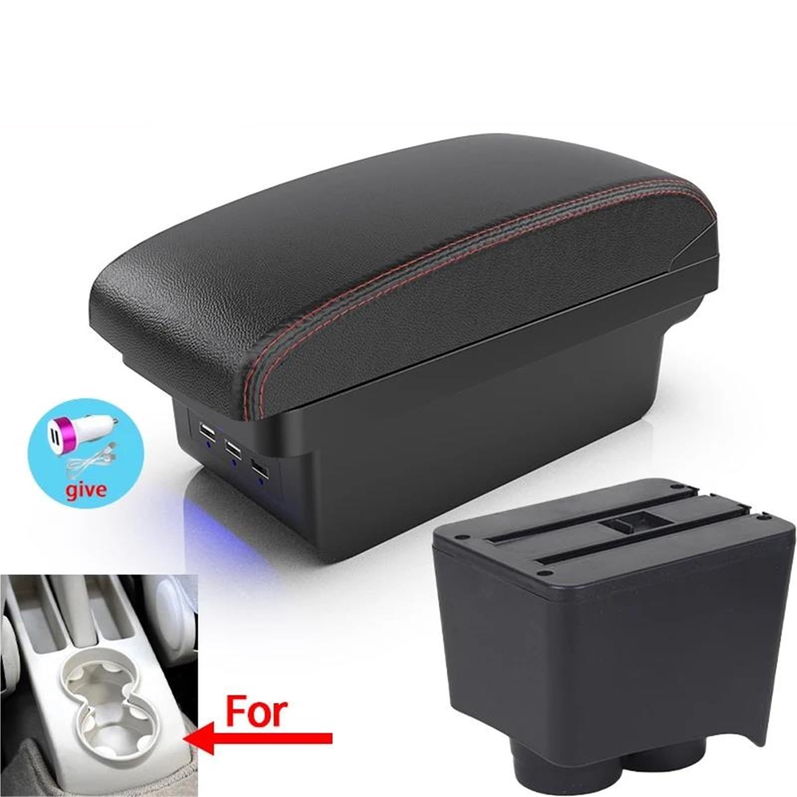 Mittelarmlehne Auto-Armlehnenbox Für VW Für Polo Für Mk5 6R Für Vento 2002–2009 Aufbewahrungsbox Autozubehör Einfache Installation Aufbewahrungskonsole(Style B1) von DZSQWETYU