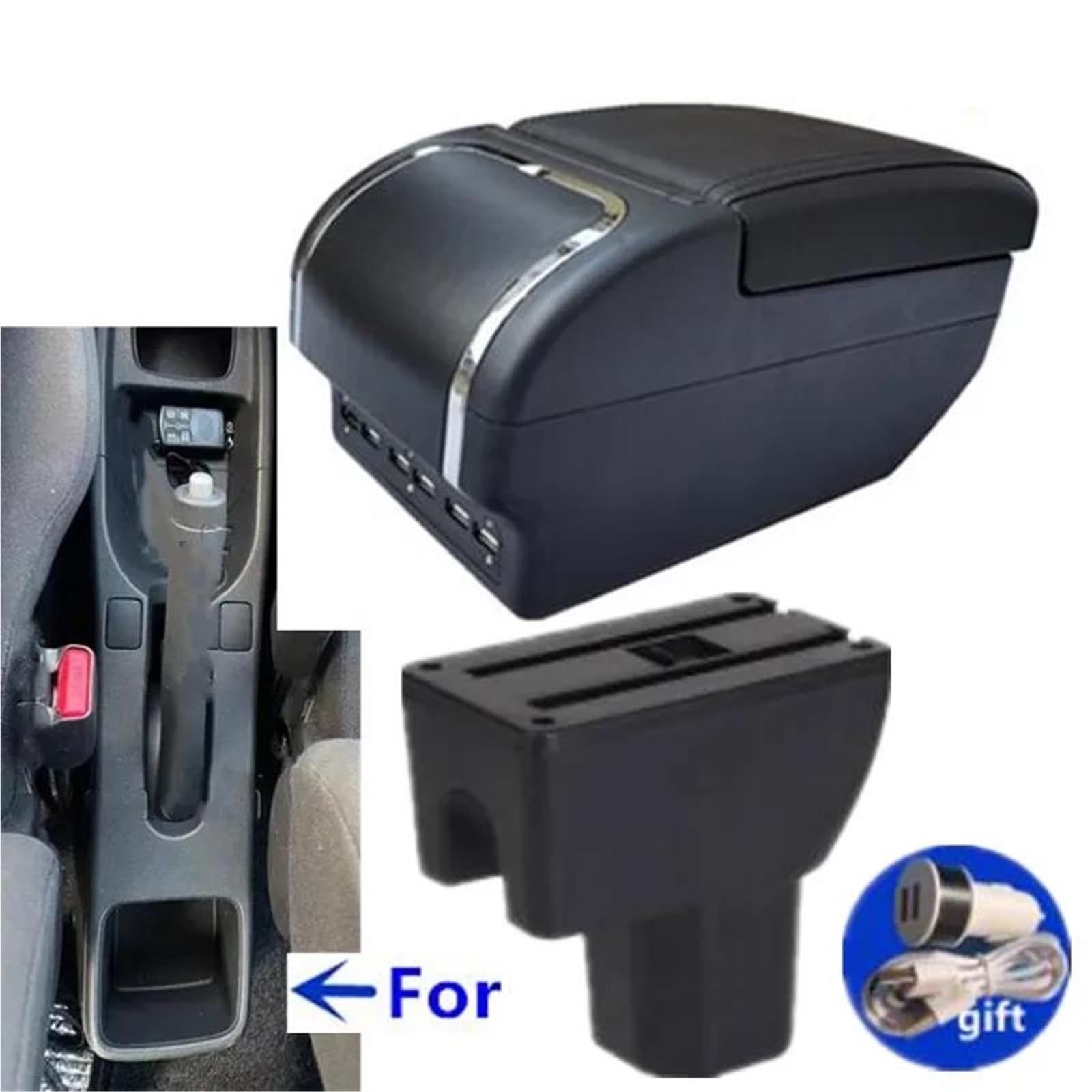 Mittelarmlehne Auto-Aufbewahrungsbox Für Suzuki Für Splash Armlehnenbox Arm Innenausstattung Nachrüstteile PU-Leder Autozubehör Aufbewahrungskonsole(Style E1) von DZSQWETYU