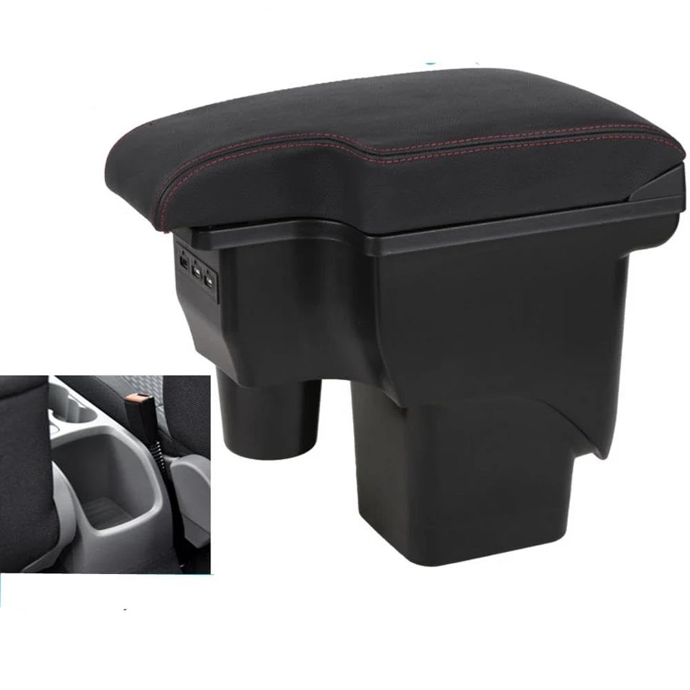 Mittelarmlehne Für Ford Für Focus Für Mk2 Armlehnenbox Armlehne Zentralspeicher Inhalt Aufbewahrungsbox Armlehnenbox Aufbewahrungskonsole(Schwarz Rot) von DZSQWETYU