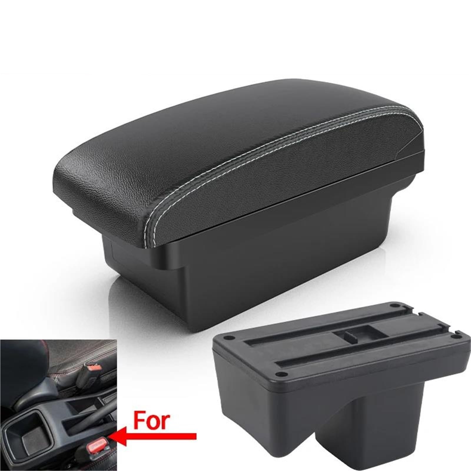 Mittelarmlehne Für Perodua Für Axia 2023 Auto Armlehne Box Center Console Innen Lagerung Box Auto Zubehör Mit USB Aufbewahrungskonsole(Style A3) von DZSQWETYU