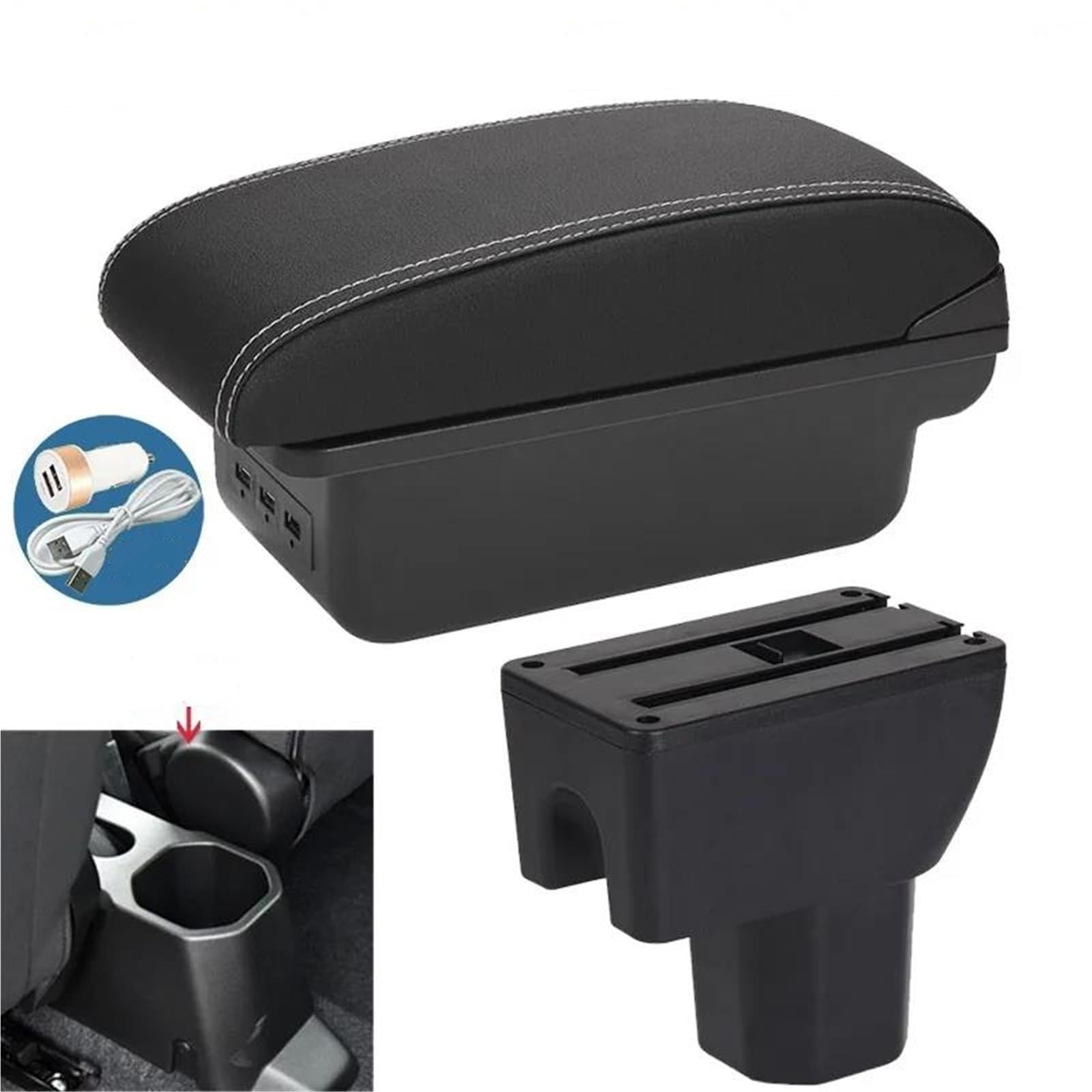 Mittelarmlehne Für Suzuki Für Ignis Armlehne Retrofit Teile Innen Details Lagerung Box Auto Armlehne Box Zubehör USB Aufbewahrungskonsole(Style B3) von DZSQWETYU