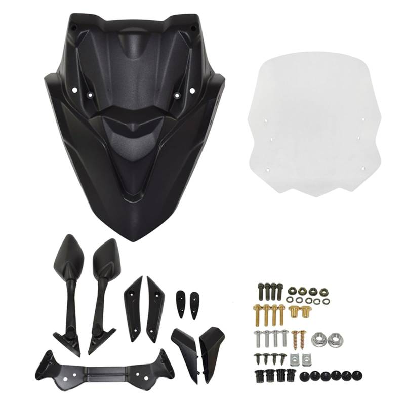 Windschutzscheibenglas Mit Frontmaske Rückspiegel Für Für NMAX125 Für NMAX155 Windschild Windabwei(Clear) von DZSQWETYU