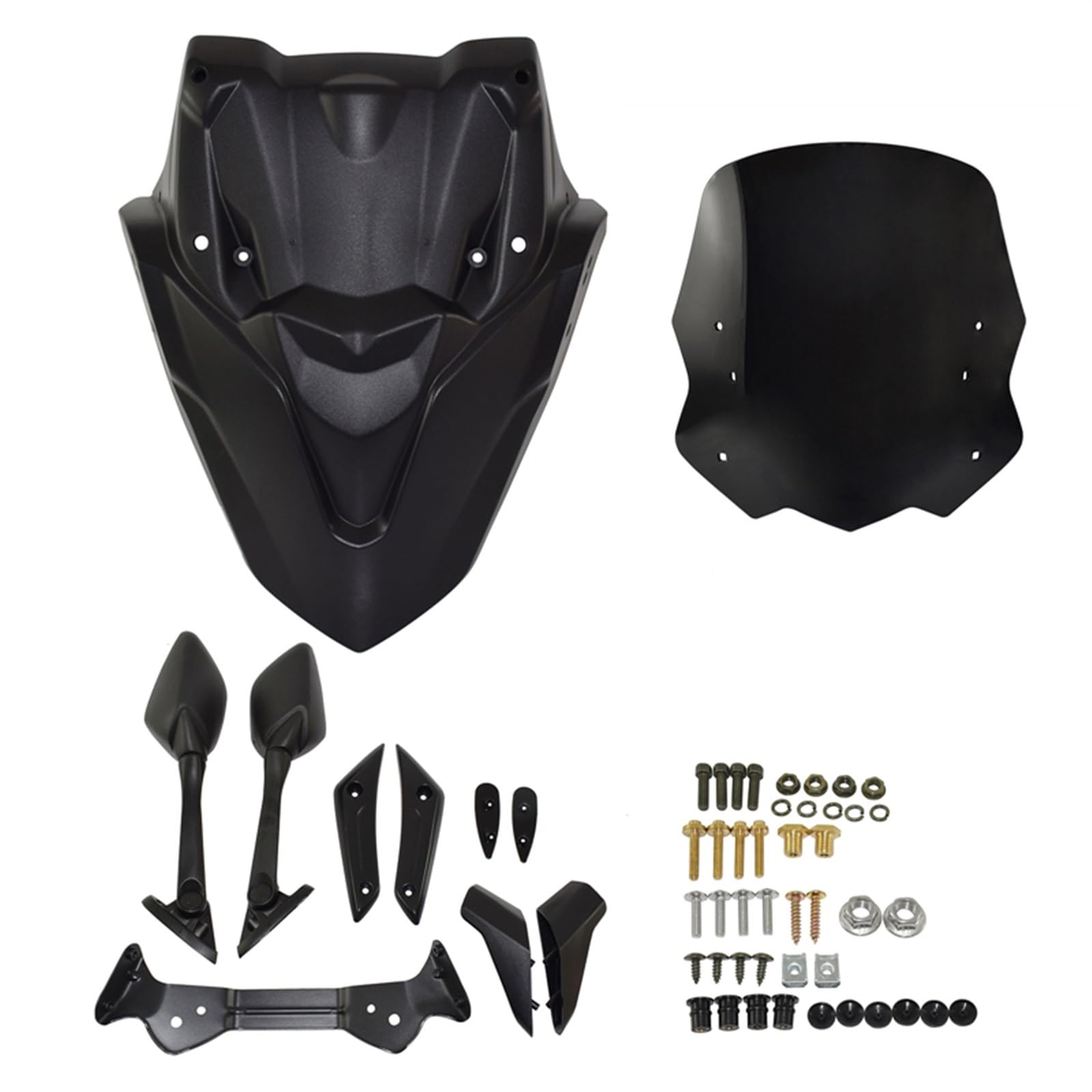 Windschutzscheibenglas Mit Frontmaske Rückspiegel Für Für NMAX125 Für NMAX155 Windschild Windabwei(Schwarz) von DZSQWETYU